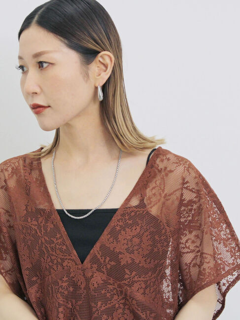 Samansa Mos2 blue「レースブラウス」|シャツ・ブラウス|