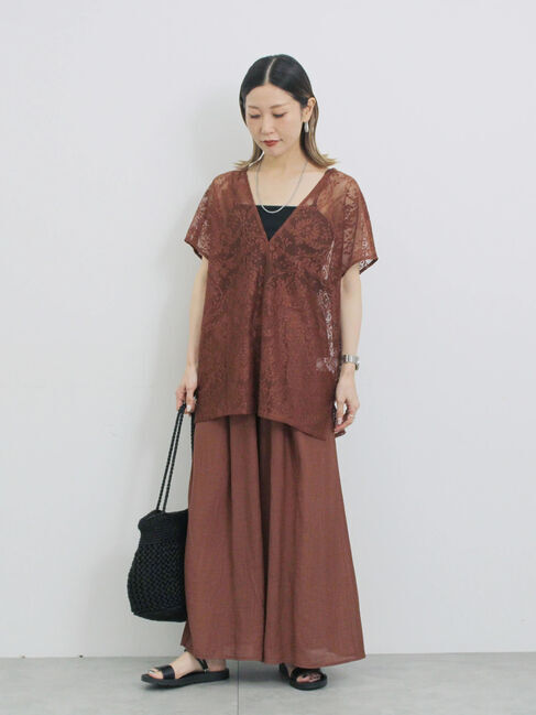 Samansa Mos2 blue「レースブラウス」|シャツ・ブラウス|