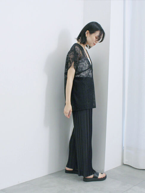 Samansa Mos2 blue「レースブラウス」|シャツ・ブラウス|