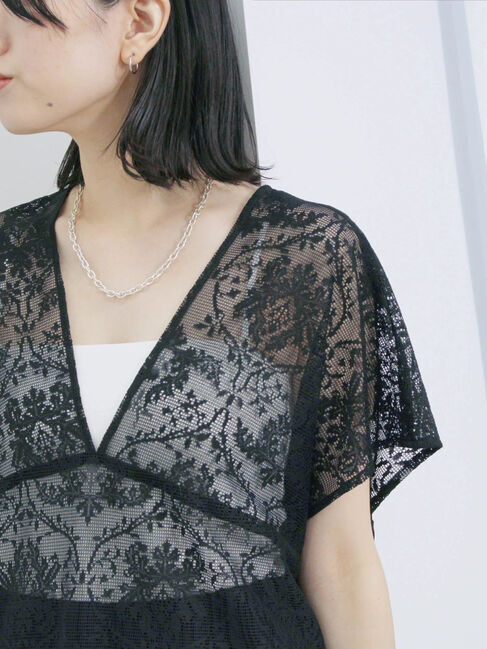 Samansa Mos2 blue「レースブラウス」|シャツ・ブラウス|