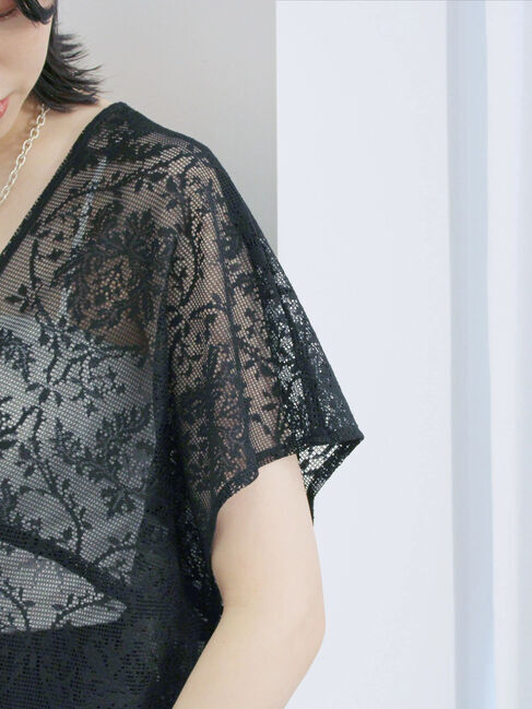 Samansa Mos2 blue「レースブラウス」|シャツ・ブラウス|