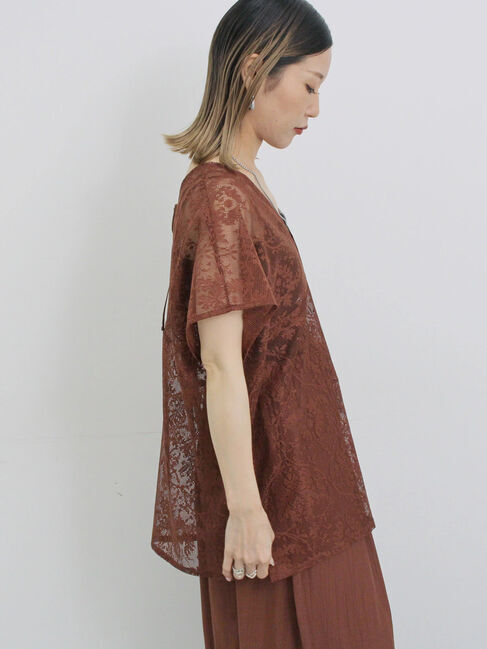 Samansa Mos2 blue「レースブラウス」|シャツ・ブラウス|