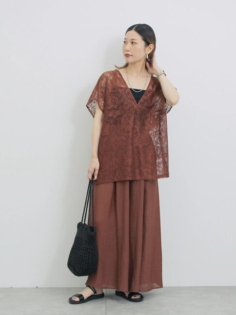 Samansa Mos2 blue「レースブラウス」|シャツ・ブラウス|