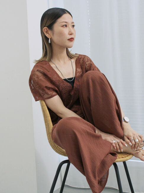 Samansa Mos2 blue「レースブラウス」|シャツ・ブラウス|