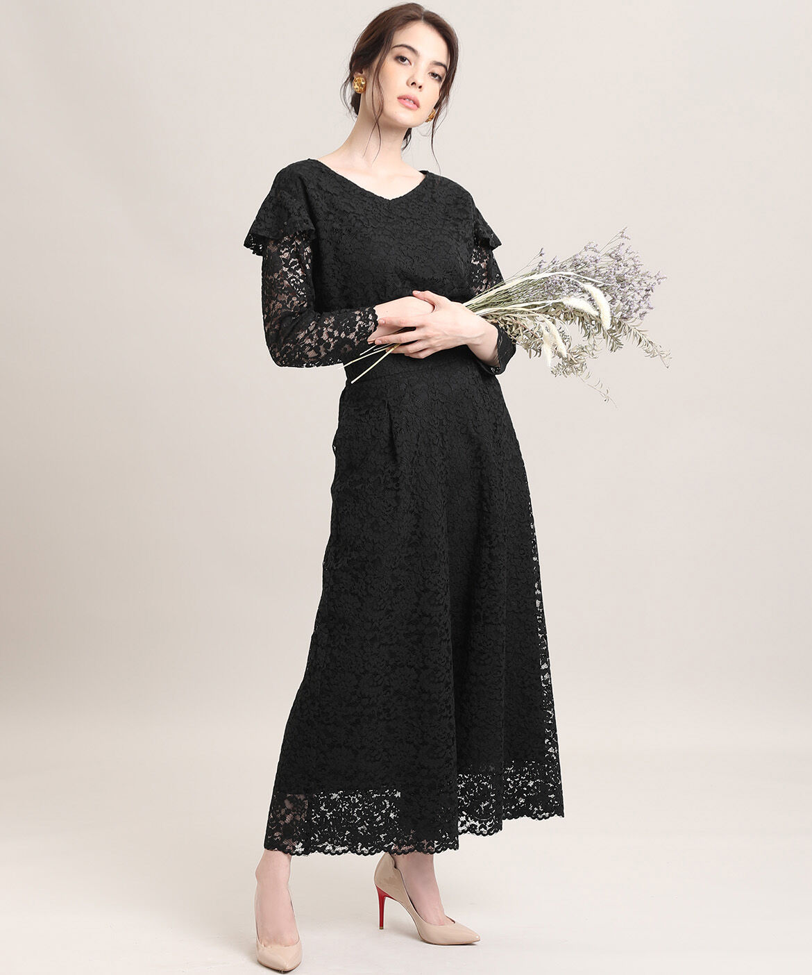 Maglie le cassetto「《M Maglie le cassetto》フリルショルダーレースブラウス」|シャツ・ブラウス|