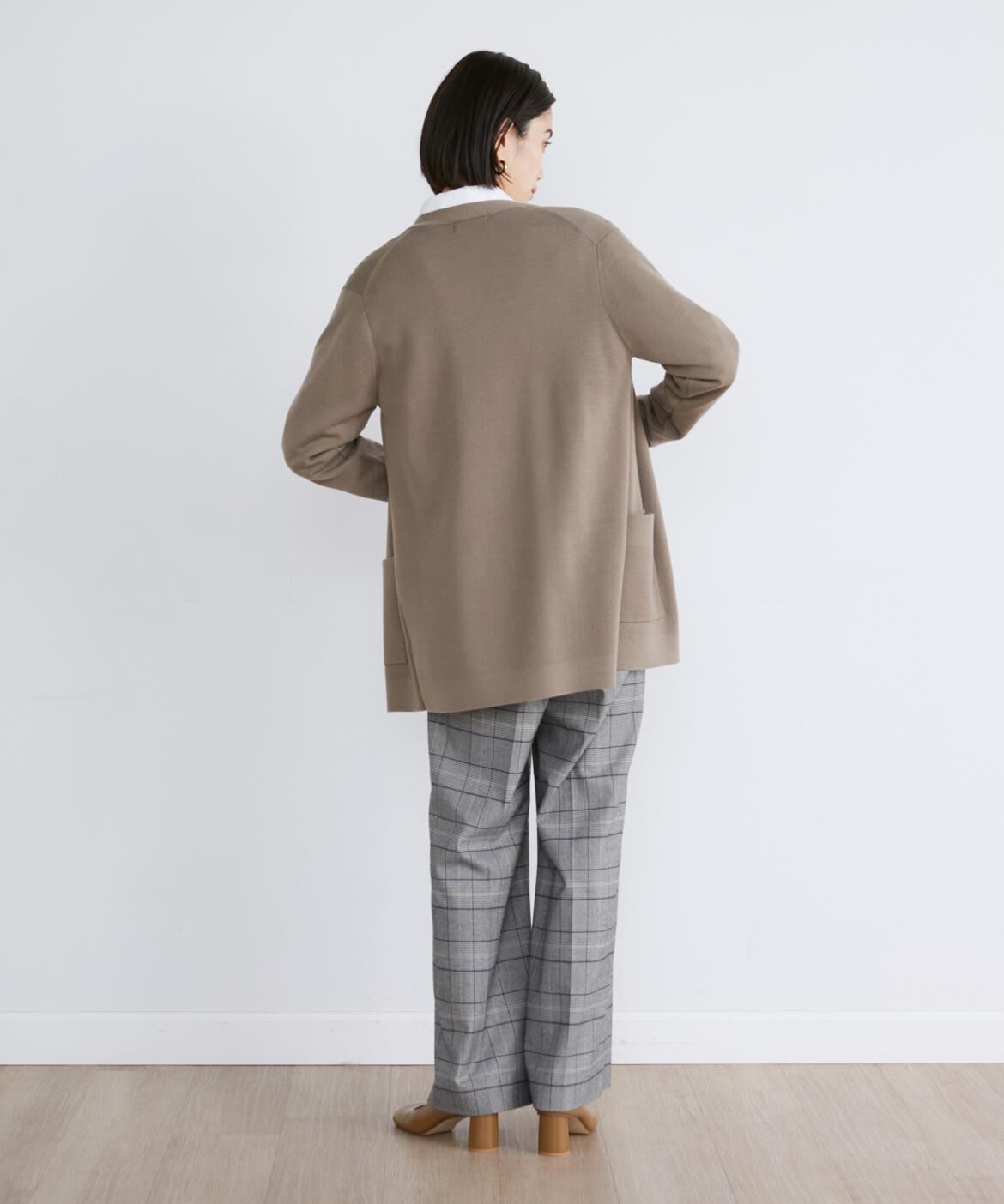 INED「《大きいサイズ》ミラノリブ着流しカーディガン」|カーディガン|