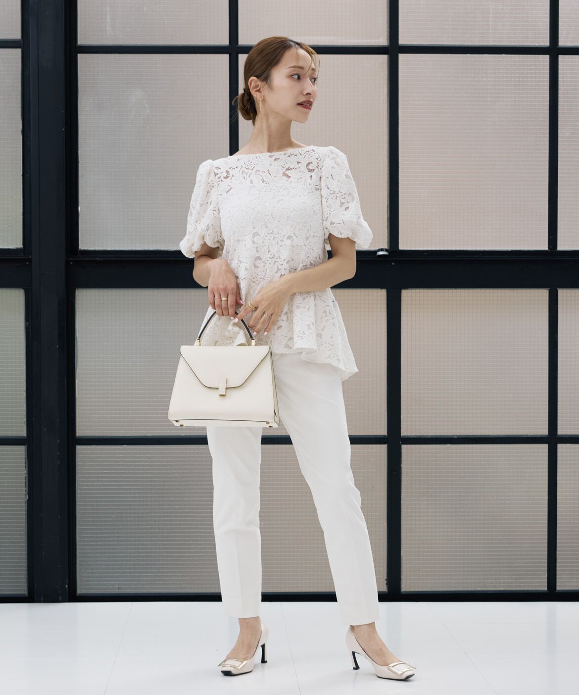 Maglie le cassetto「《M Maglie le cassetto&times;吉田理紗》シアーレースペプラムブラウス」|シャツ・ブラウス|