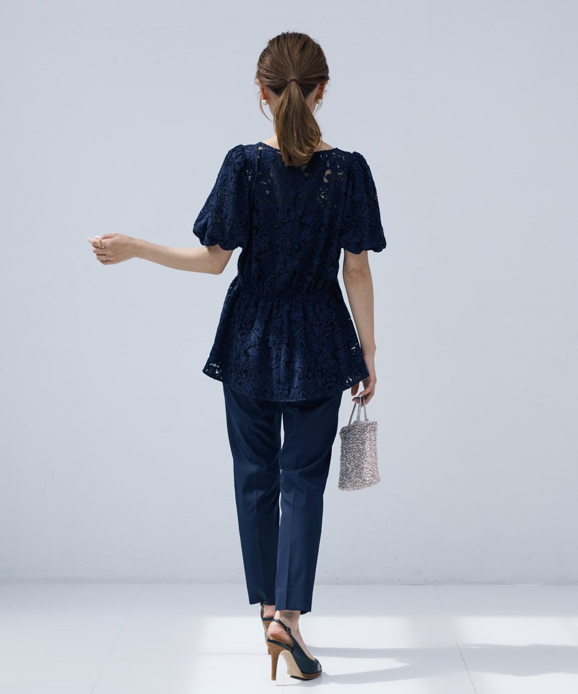 Maglie le cassetto「《M Maglie le cassetto&times;吉田理紗》シアーレースペプラムブラウス」|シャツ・ブラウス|