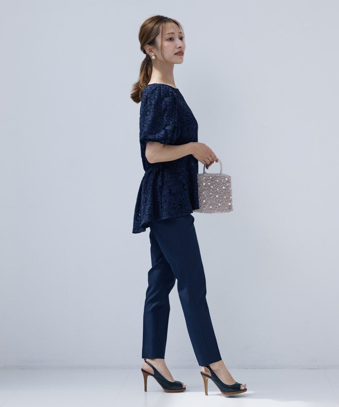 Maglie le cassetto「《M Maglie le cassetto&times;吉田理紗》シアーレースペプラムブラウス」|シャツ・ブラウス|