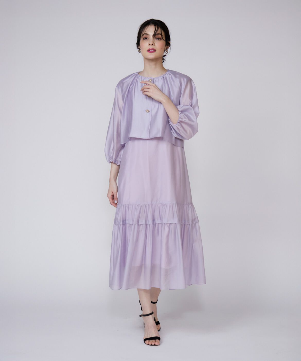 Maglie le cassetto「《プラスサイズ》シアーショートブラウス」|シャツ・ブラウス|