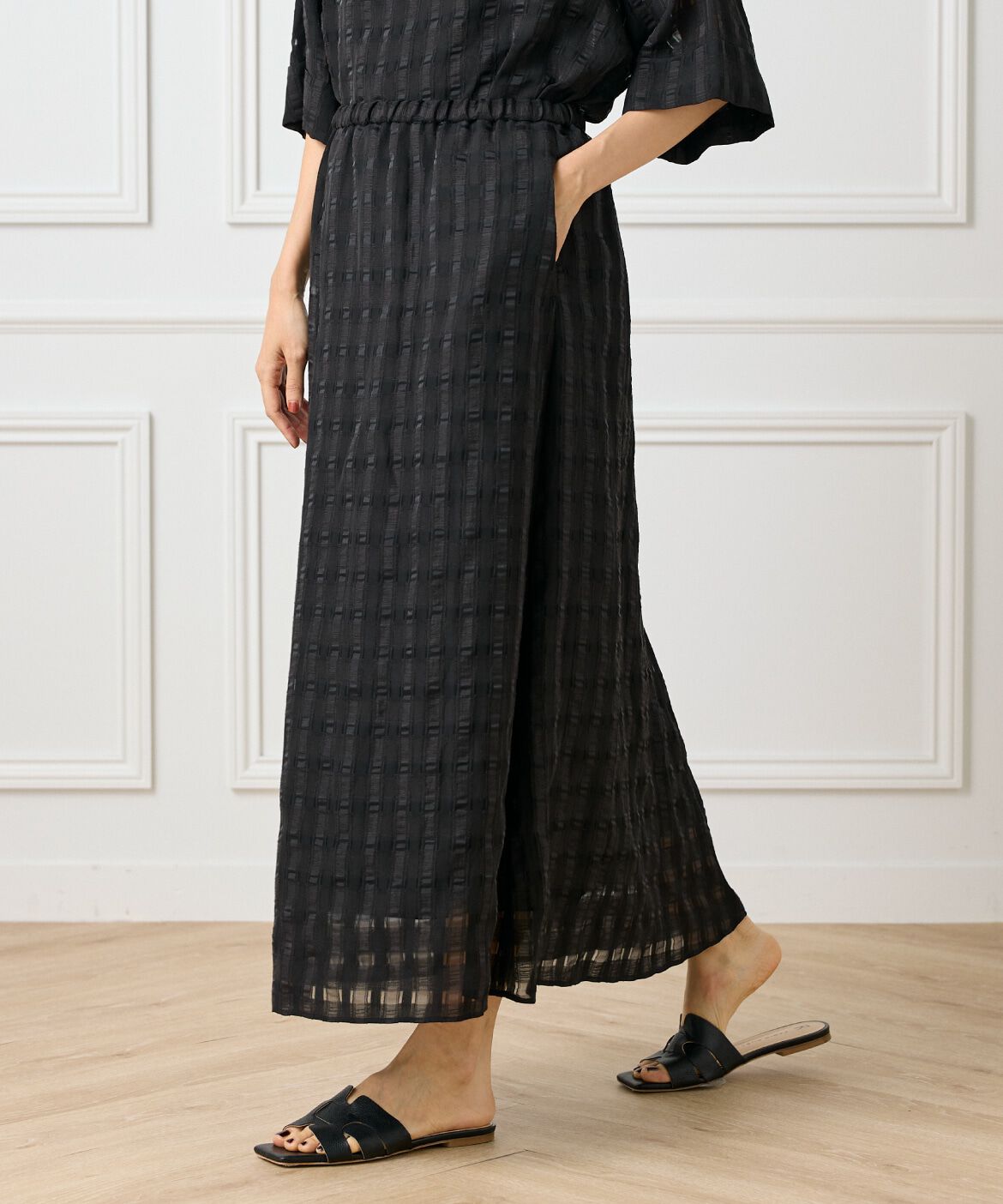 INED「シアーチェックバイアススカート」|フレア|