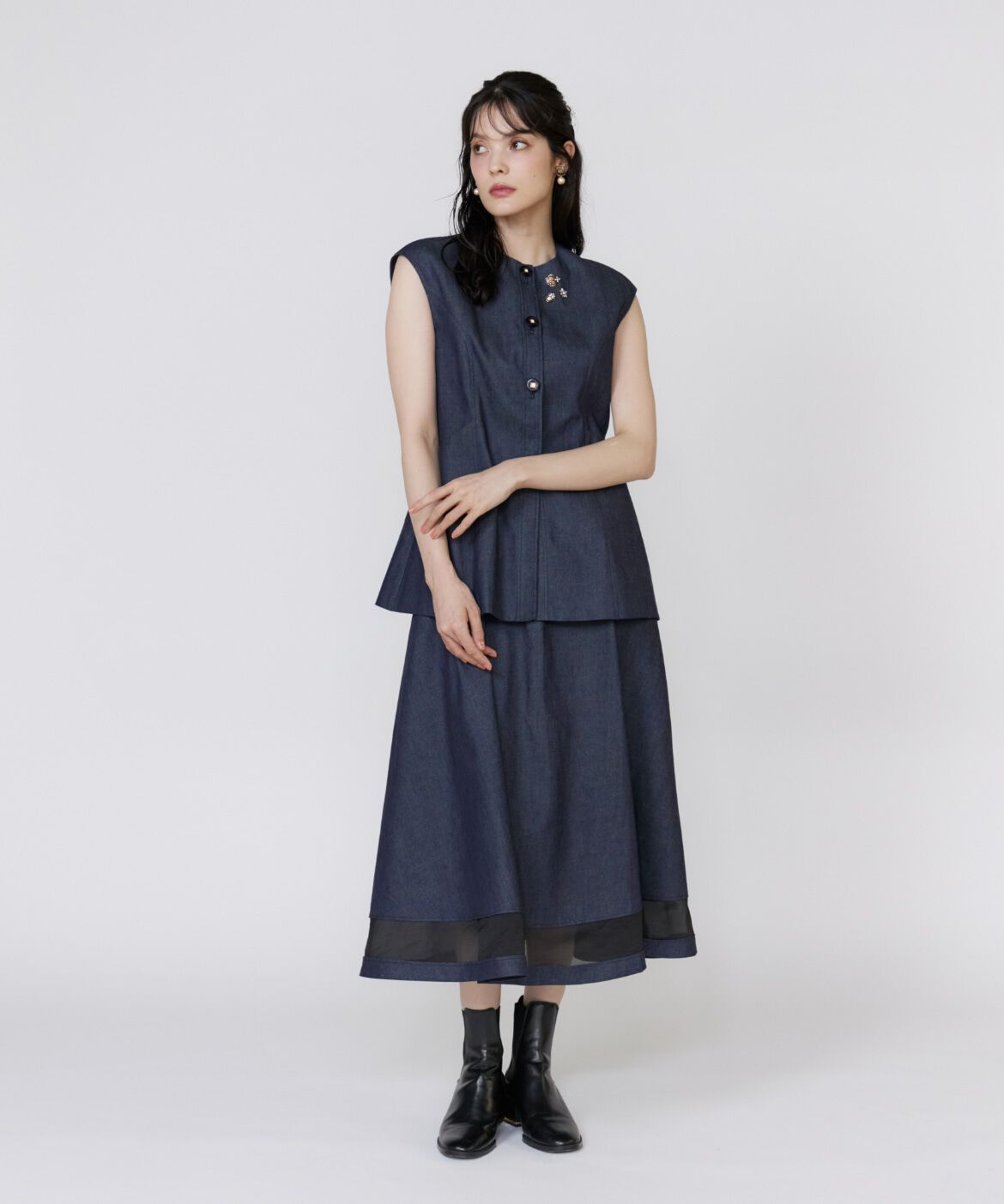 Maglie le cassetto「《ﾌﾗﾝﾄﾞﾙ45周年限定ｺﾚｸｼｮﾝ》ｼｱｰﾄﾞｯｷﾝｸﾞﾃﾞﾆﾑ  」|スカート|