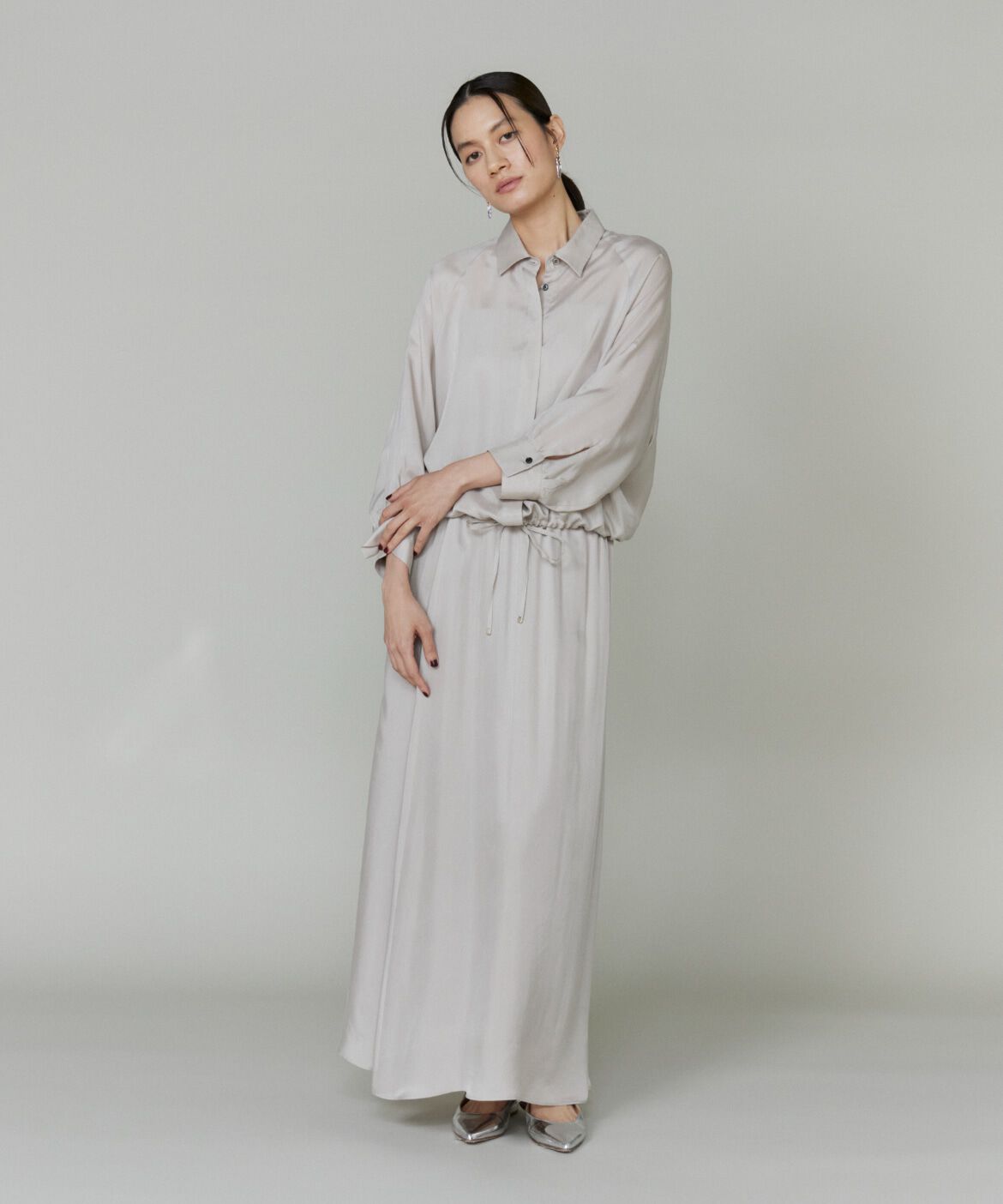 INED「《大きいサイズ》キュプラフィブリルフレアスカート」|スカート|