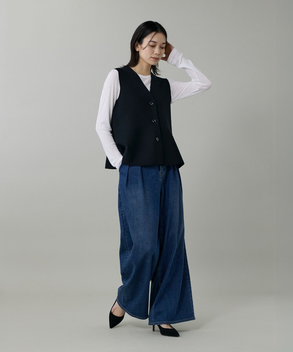 INED「ミラノリブニットジレ」|ニット・セーター|