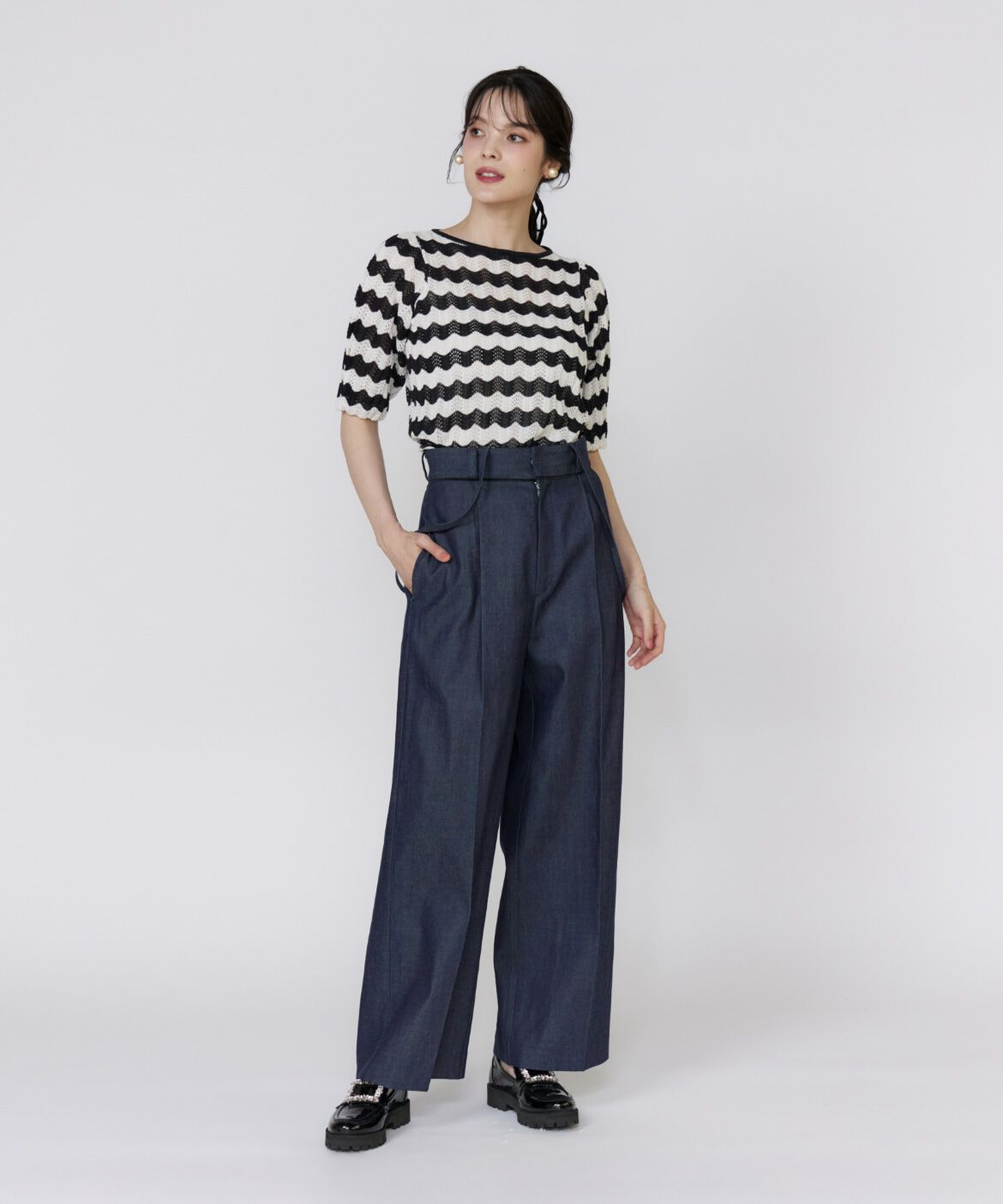 Maglie le cassetto「透かしボーダーニット」|ニット・セーター|