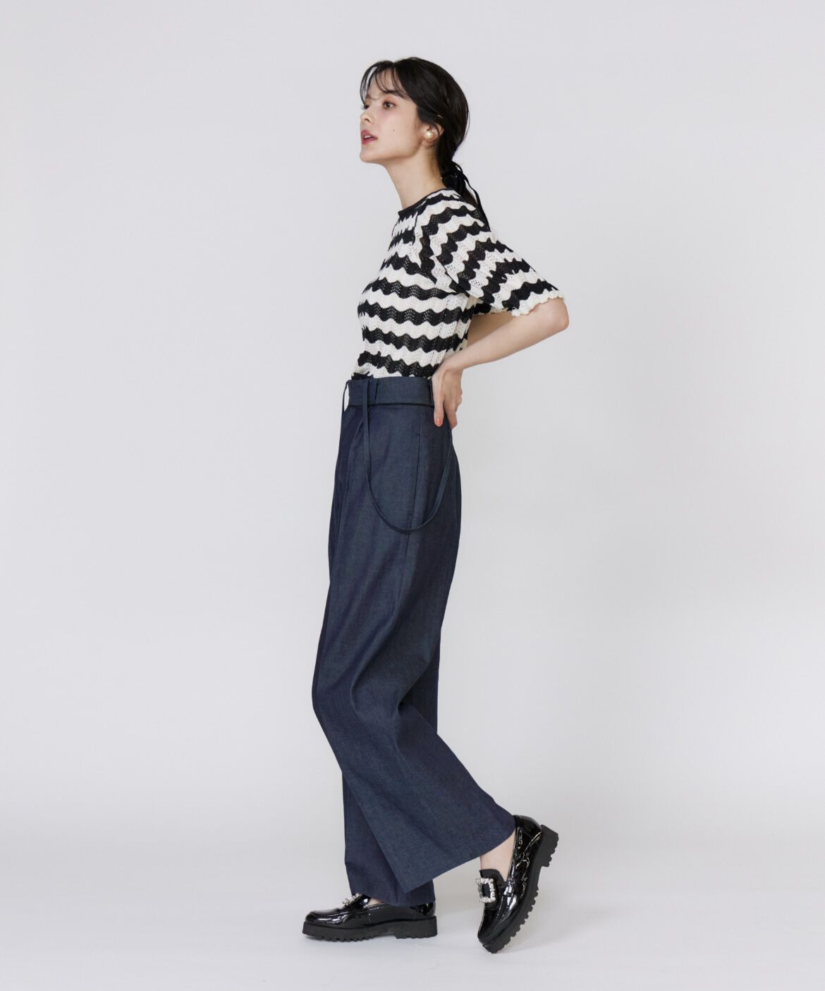 Maglie le cassetto「透かしボーダーニット」|ニット・セーター|