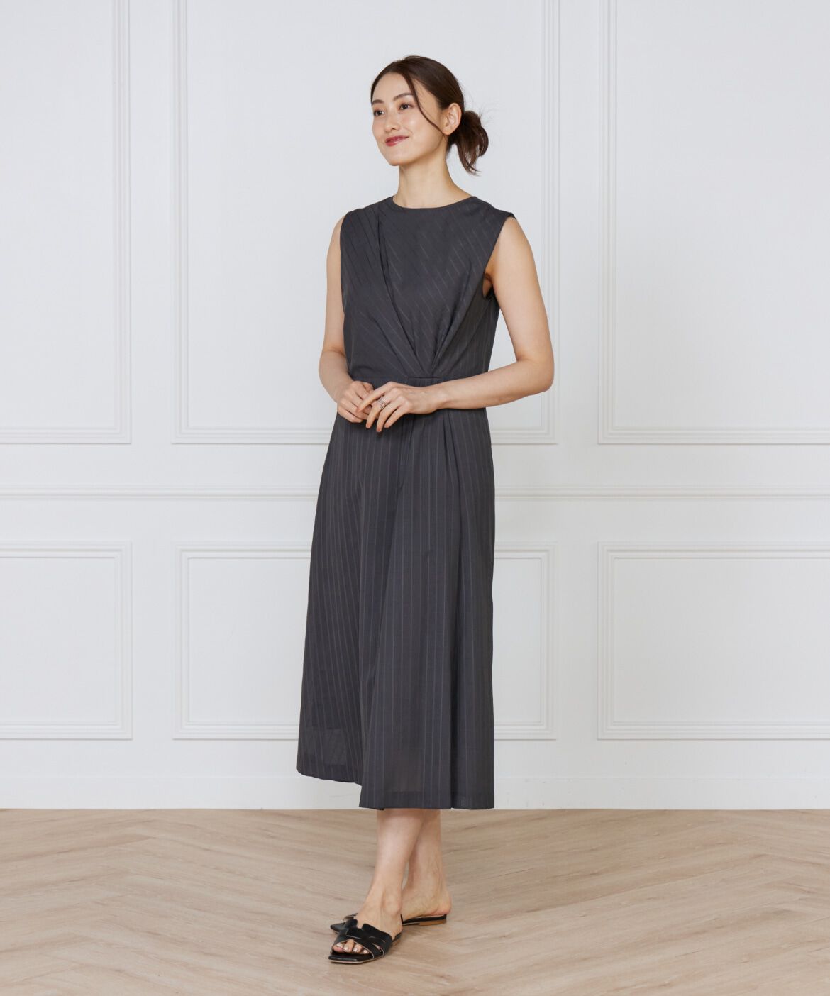 INED「《大きいサイズ》ウエストタックワンピース」|ワンピース|