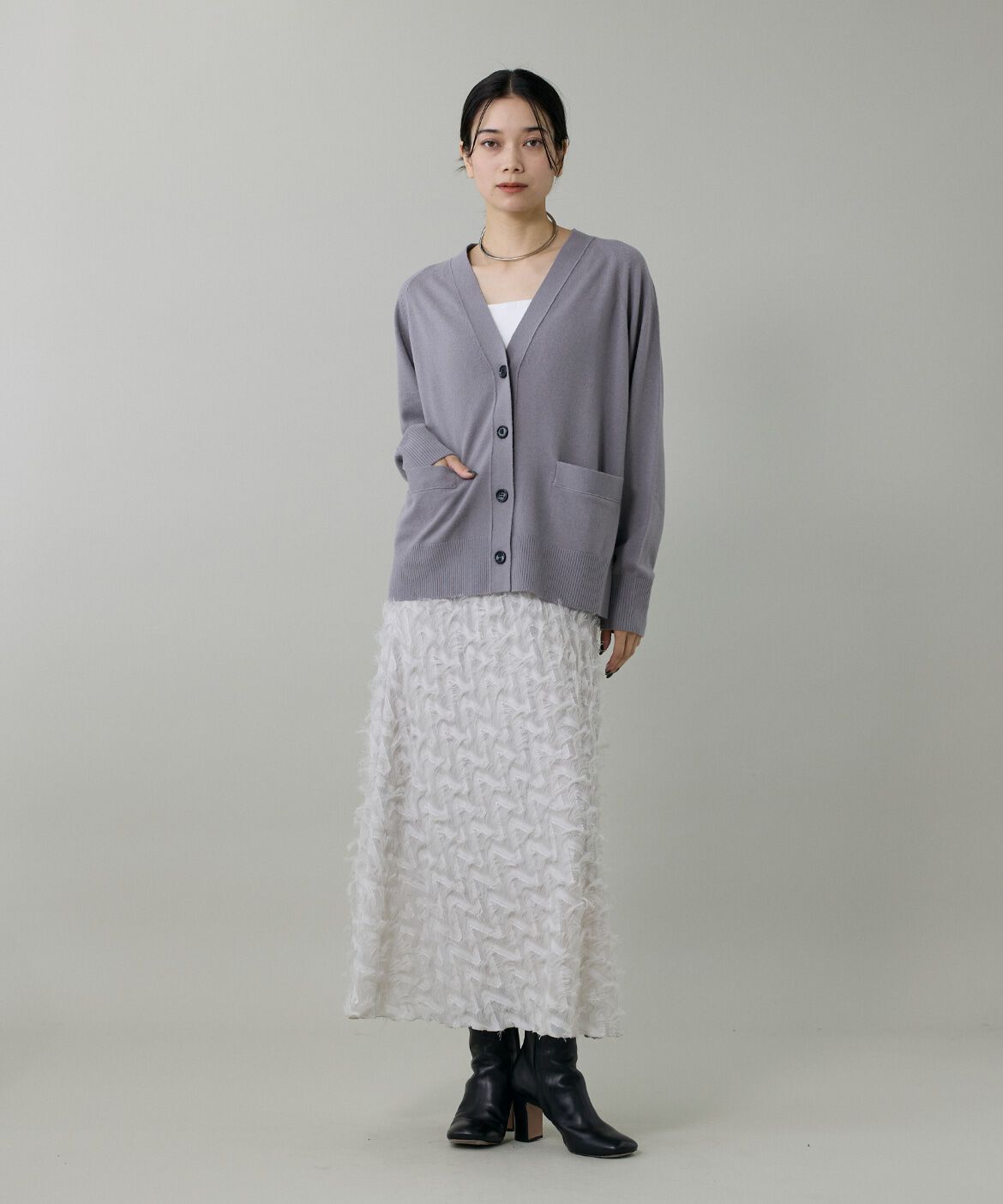 INED「《大きいサイズ》ジャガードスカート」|フレア|