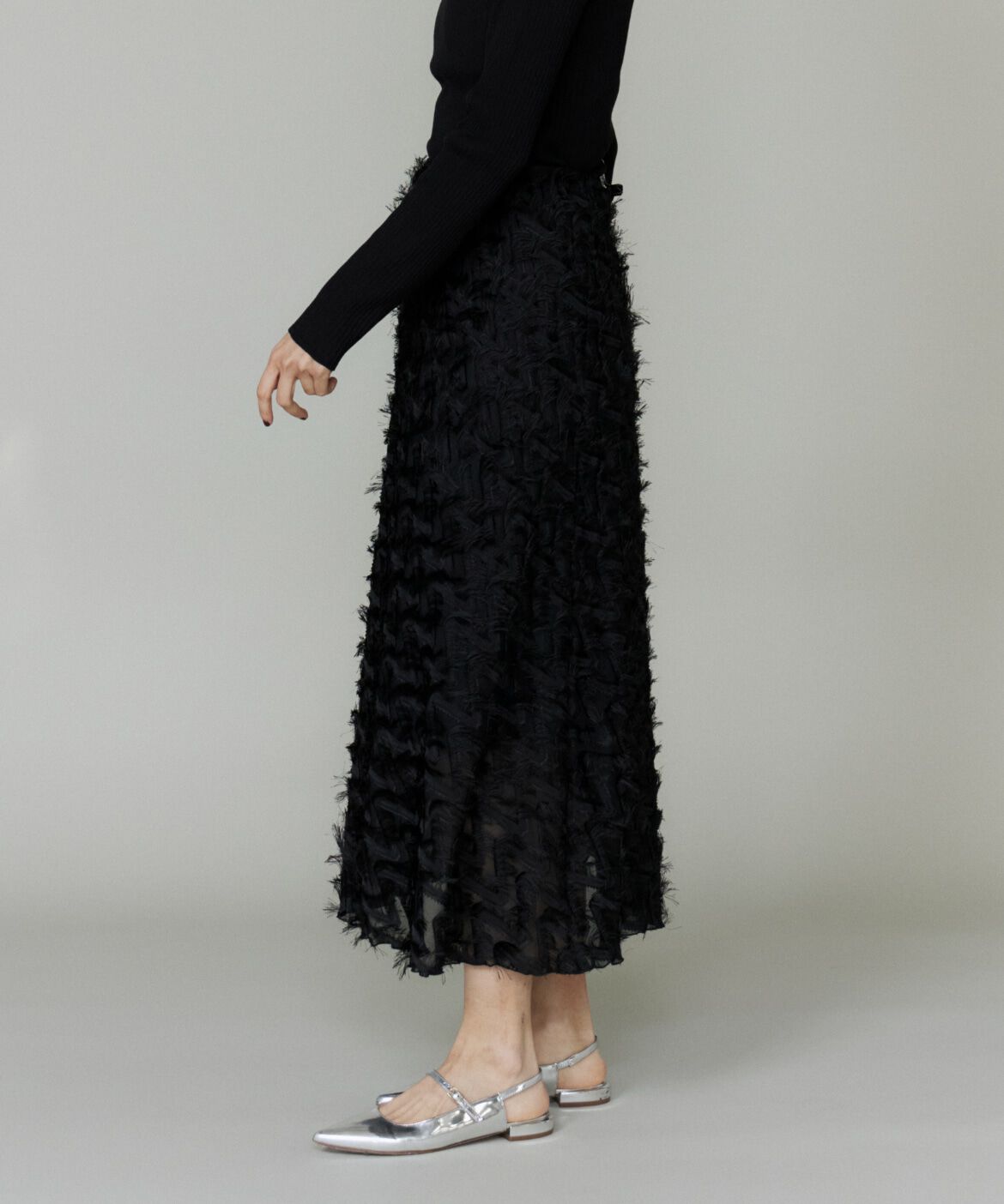 INED「《大きいサイズ》ジャガードスカート」|フレア|