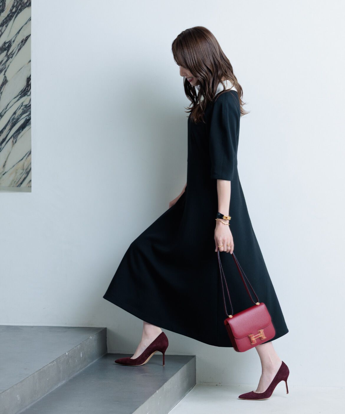 Maglie le cassetto「《大きいｻｲｽﾞ》《M Maglie le cassetto&times;冨張愛》ｴﾚﾓｰﾄﾞ&ldquo;美映えﾌ  」|ワンピース|