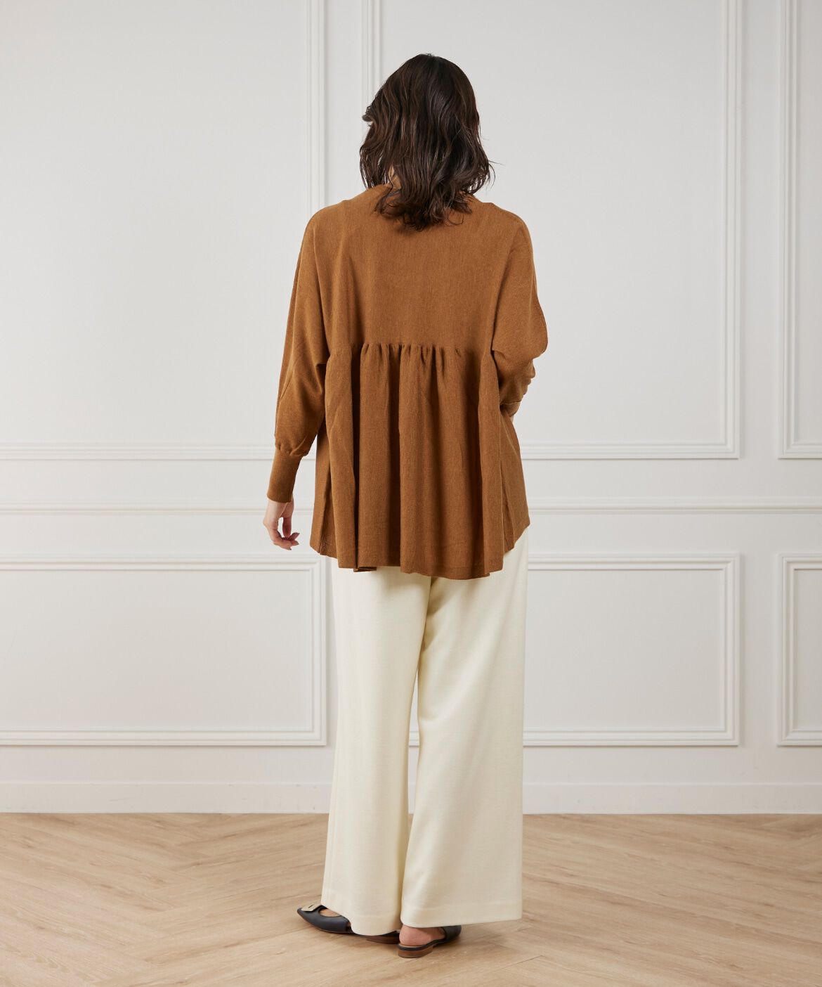 Le Souk「《大きいサイズ》ヘムギャザーニットプルオーバー」|ニット・セーター|