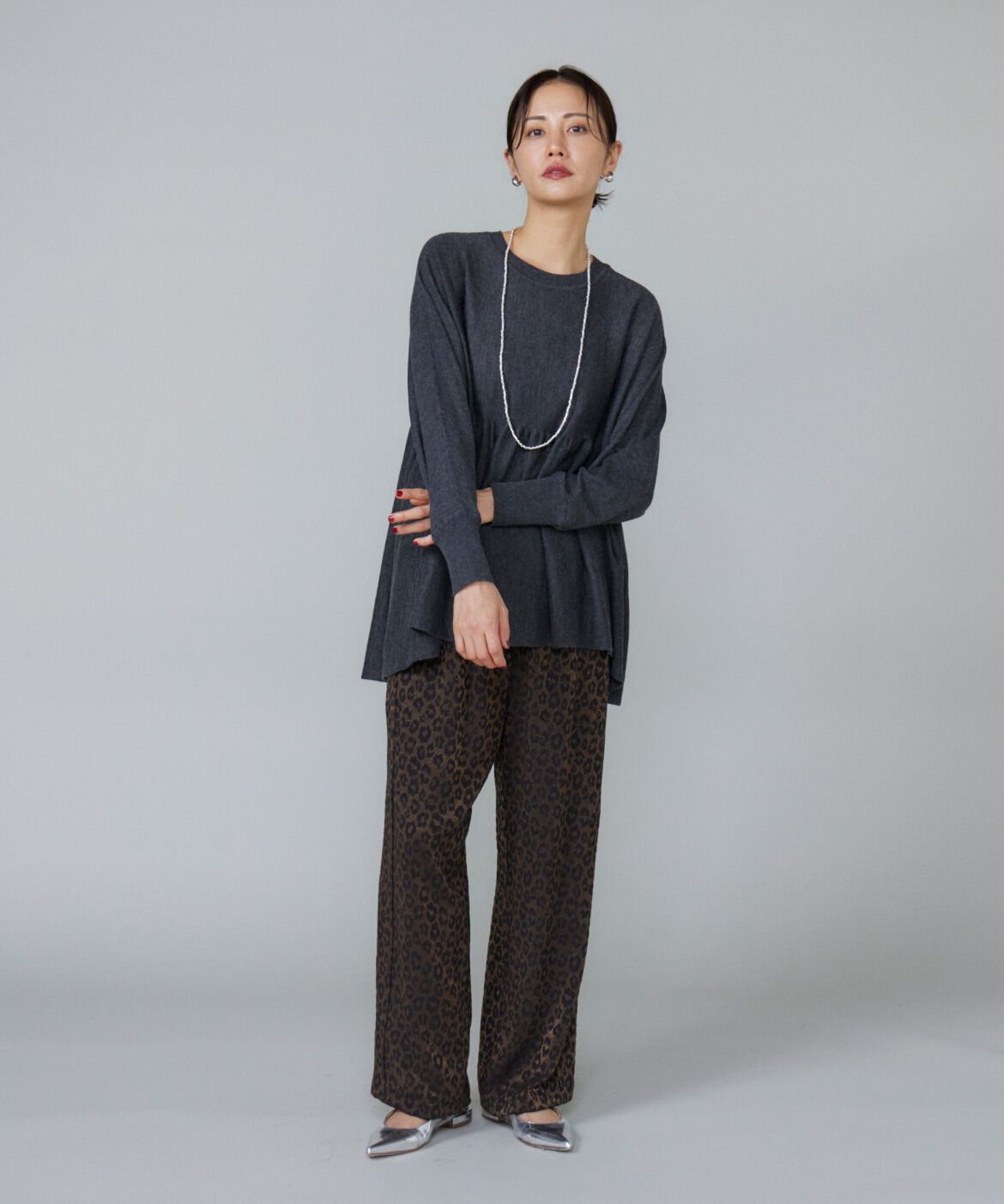 Le Souk「《大きいサイズ》ヘムギャザーニットプルオーバー」|ニット・セーター|