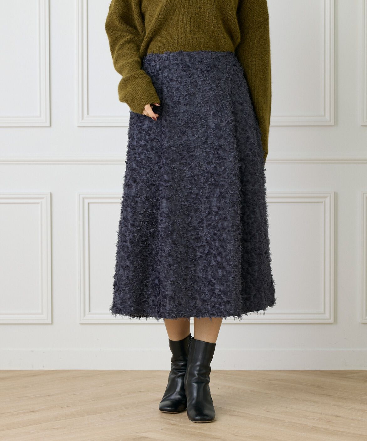 Le Souk「《大きいサイズ》セミフレアスカート」|スカート|チャコールグ 3