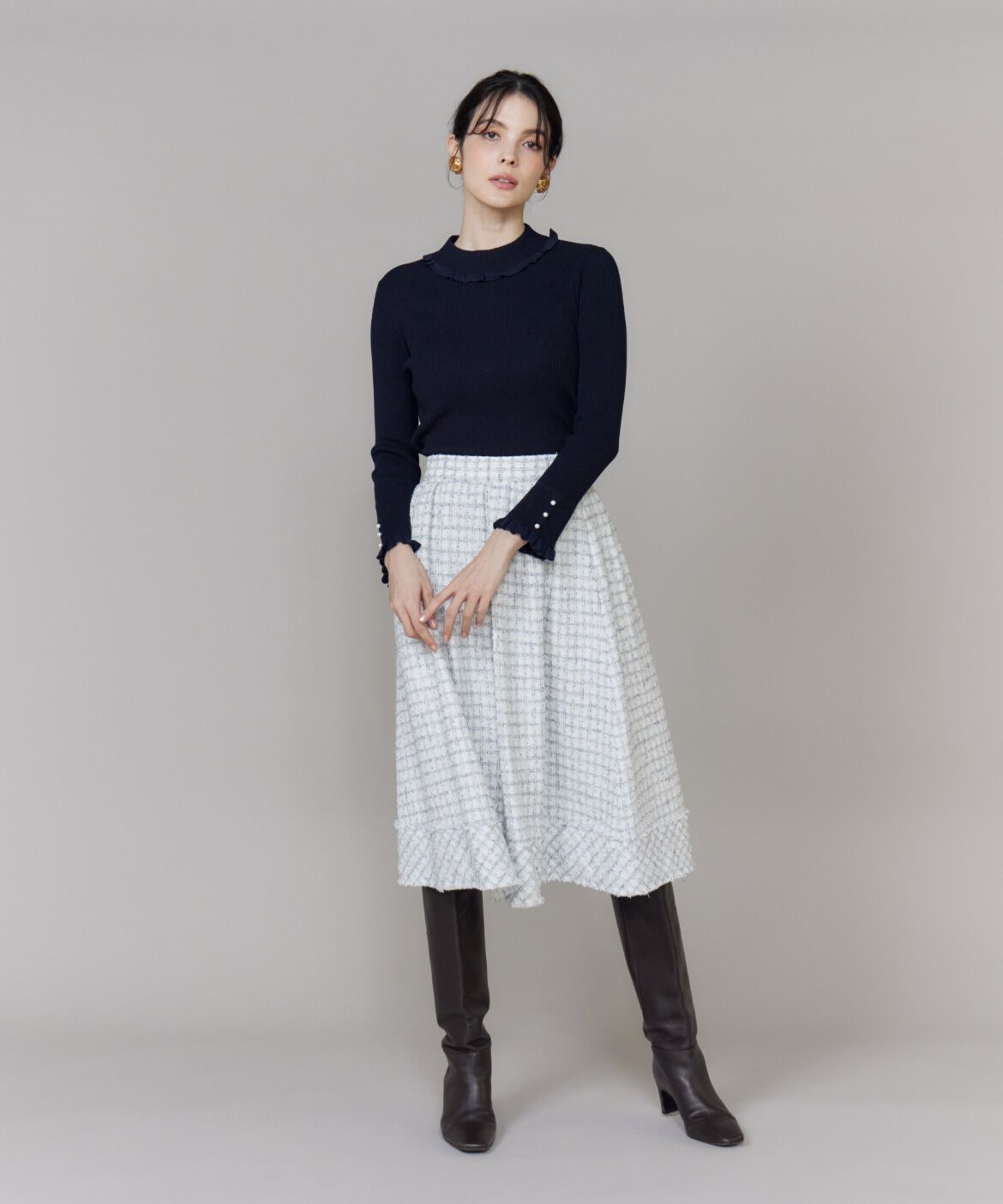 Maglie le cassetto「《大きいサイズ》ハイネックリブプルオーバー」|ニット・セーター|