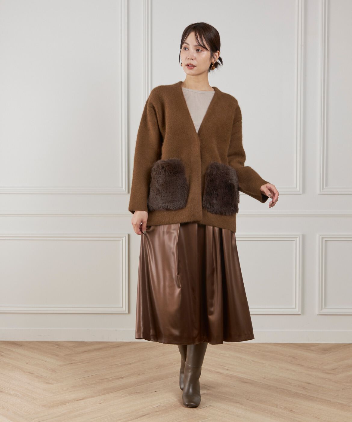 Le Souk「《45th限定企画》ラクーン接結編みニットジャケット」|カーディガン|