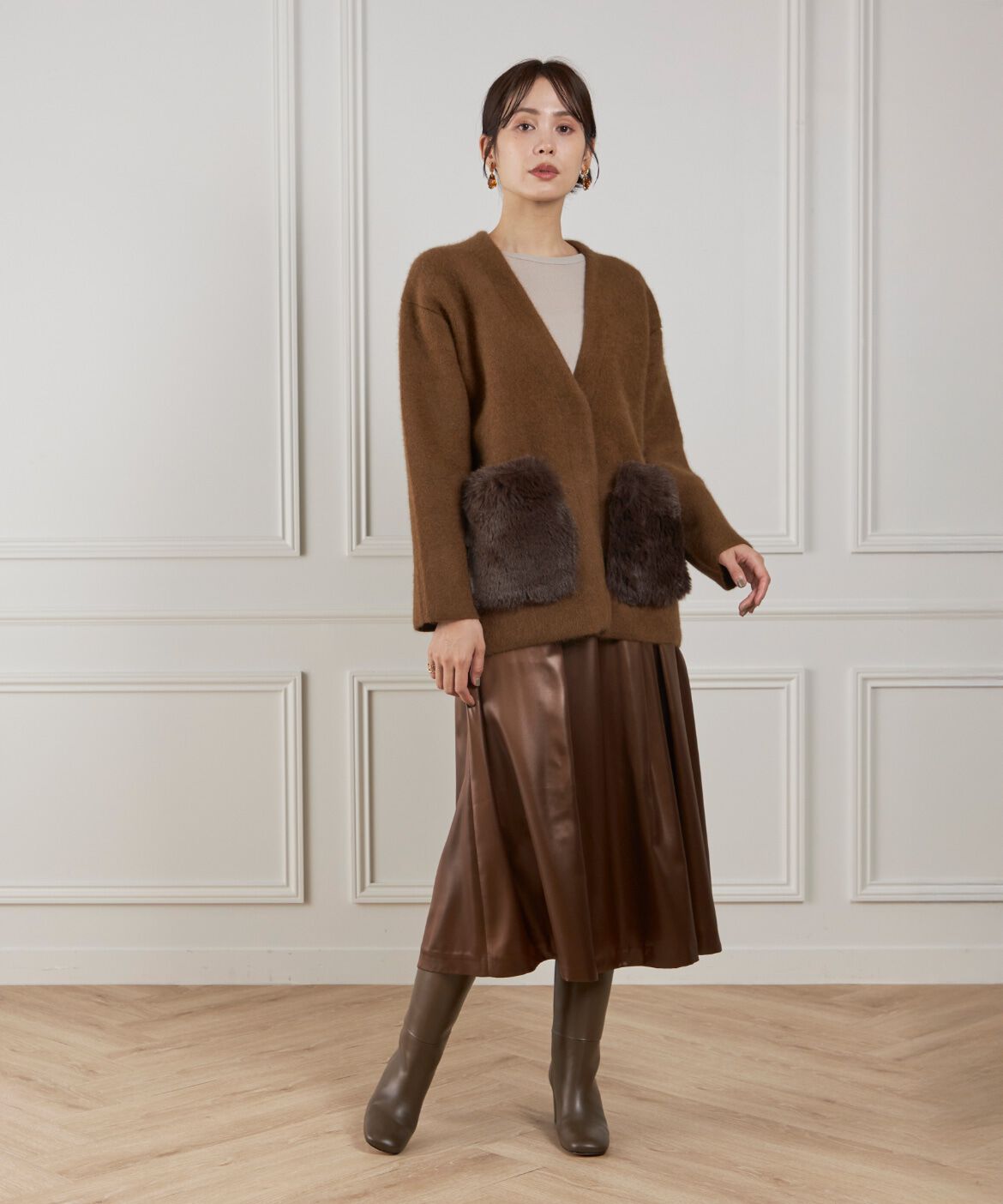 Le Souk「《45th限定企画》ラクーン接結編みニットジャケット」|カーディガン|