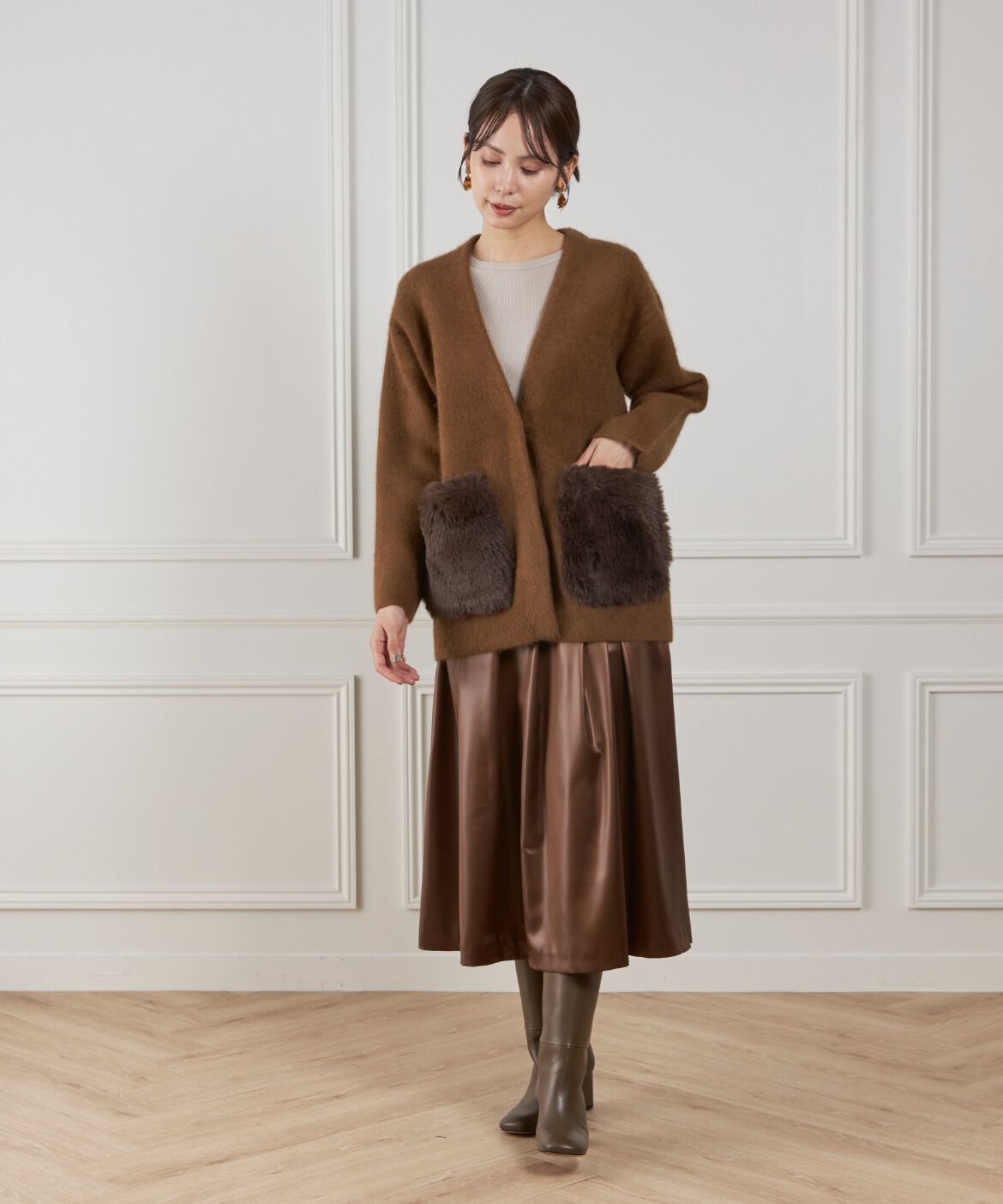 Le Souk「《45th限定企画》ラクーン接結編みニットジャケット」|カーディガン|