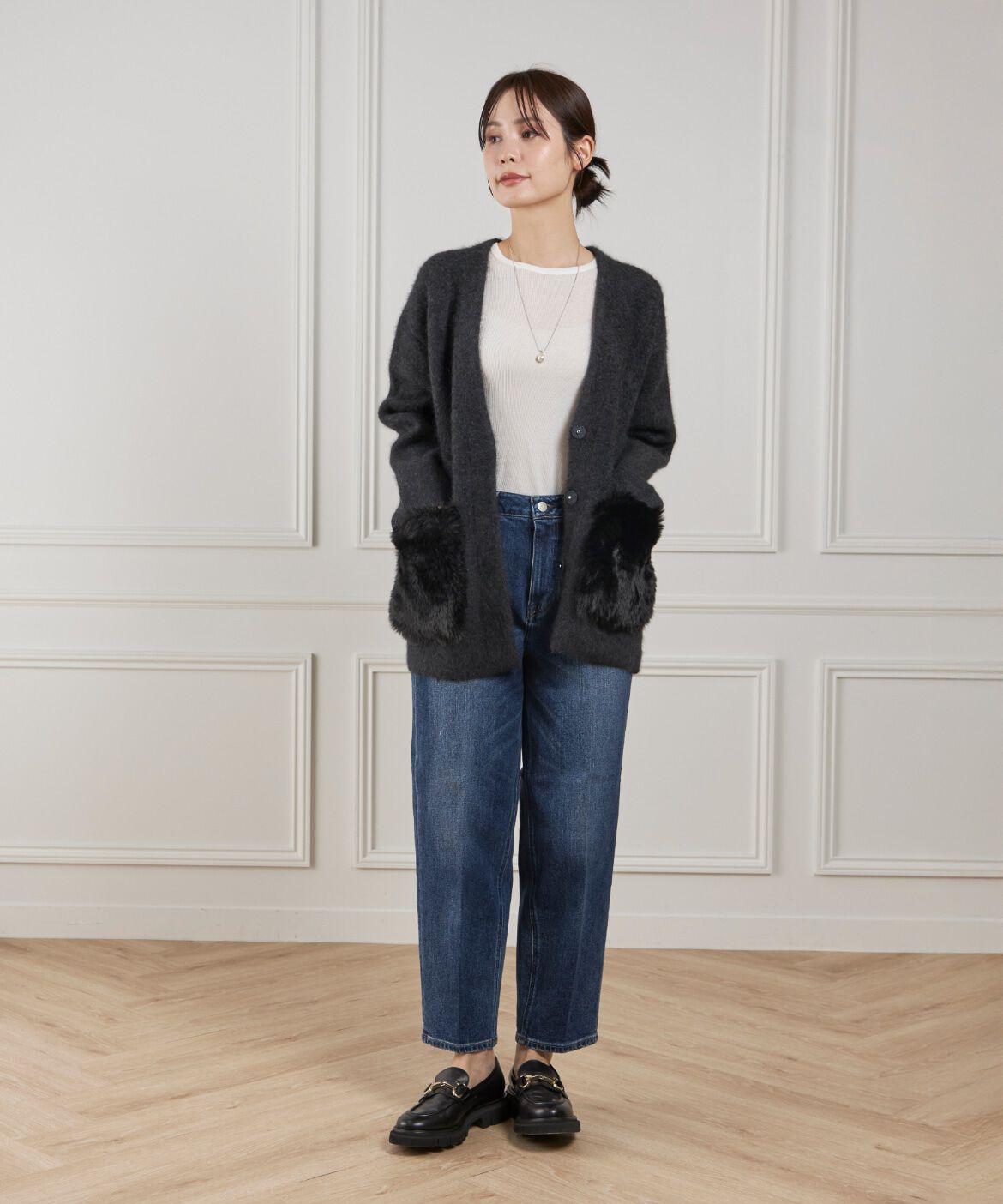 Le Souk「《45th限定企画》ラクーン接結編みニットジャケット」|カーディガン|