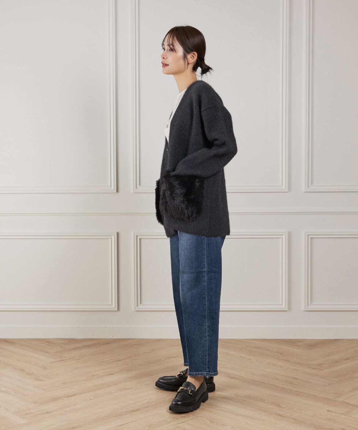 Le Souk「《45th限定企画》ラクーン接結編みニットジャケット」|カーディガン|