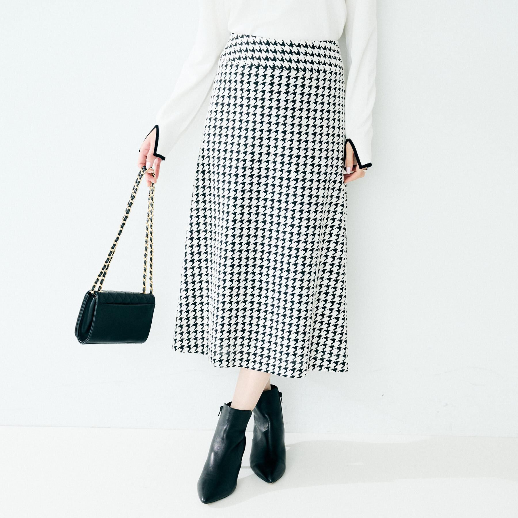 UNTITLED「【セットアップ可/きれいめ】クラシックチドリ スカート」|スカート|ブラック(419)