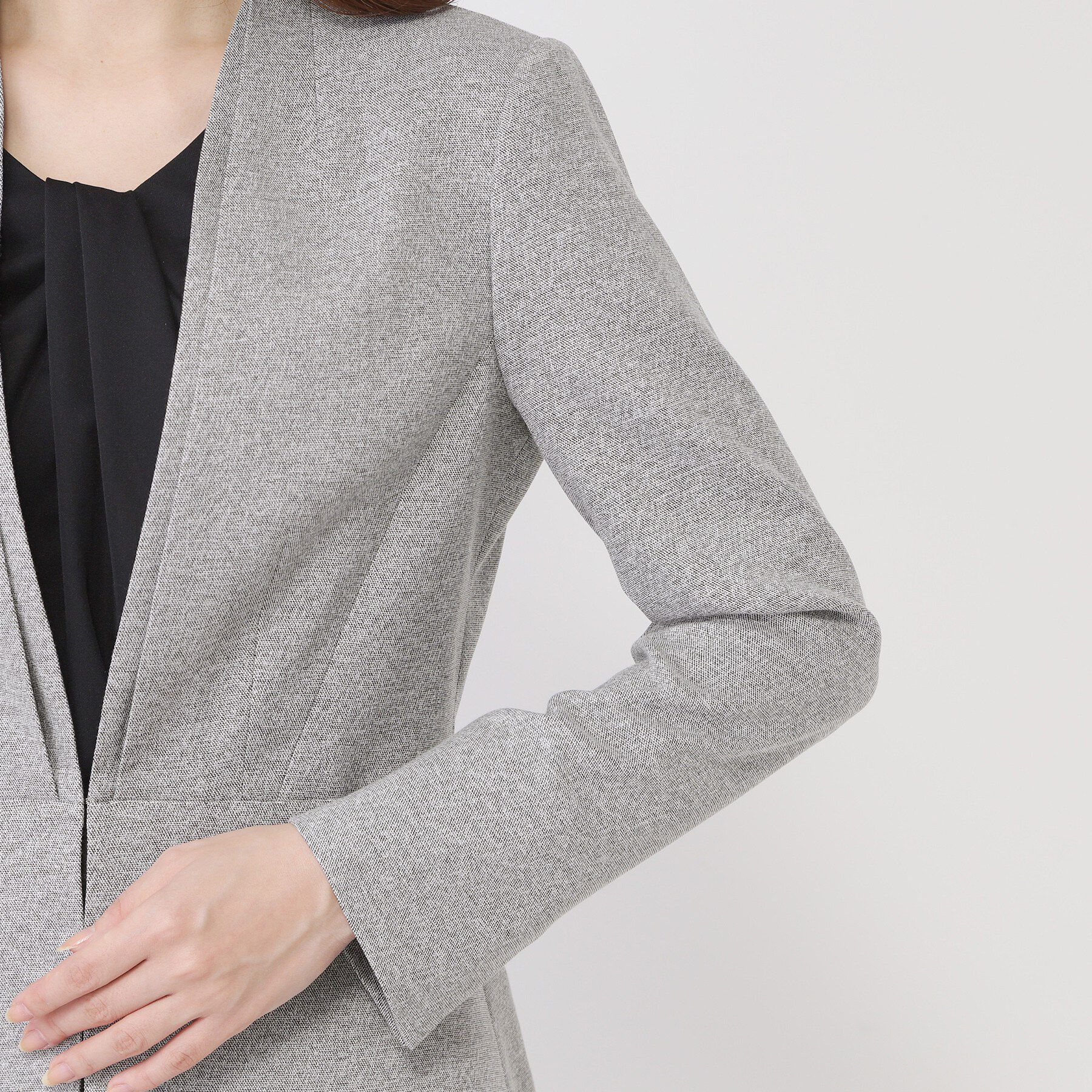 COUP DE CHANCE「【手洗い可／日本製／スーツ可】美シルエットのカラーレスジャケット」|ノーカラージャケット|