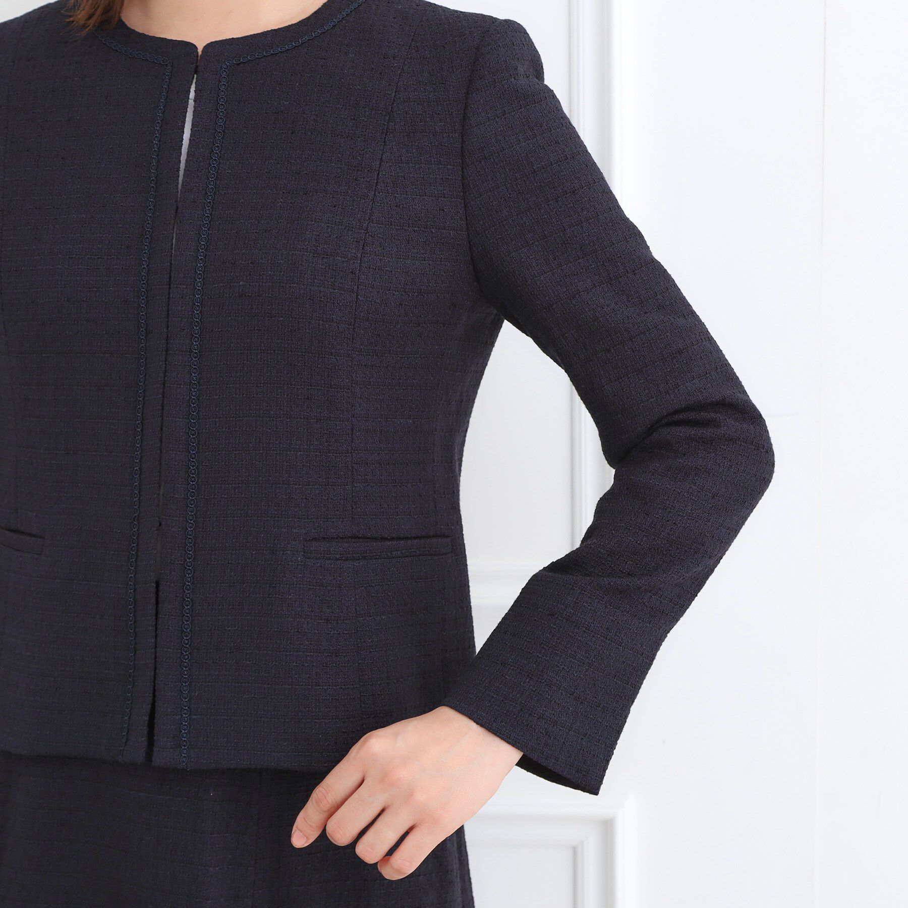 Reflect「【フォーマル／入卒／セットアップ可】ツイードジャケット」|ノーカラージャケット|