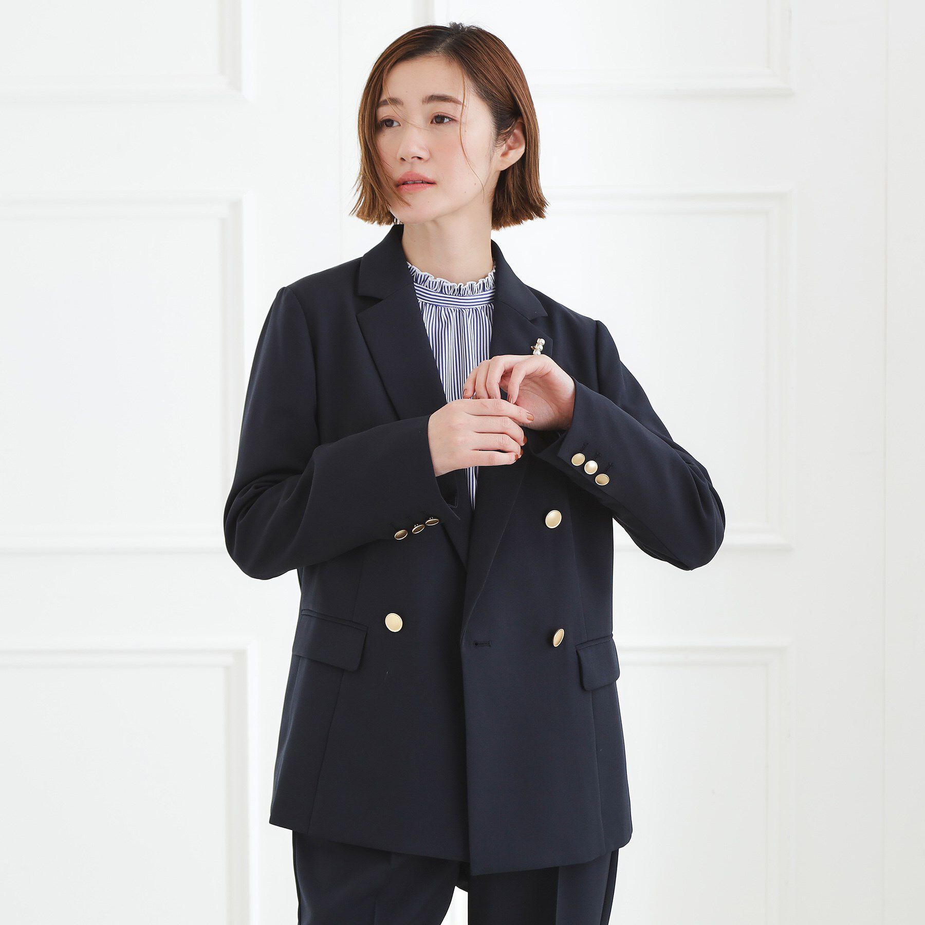 grove「【マシンウォッシュ/防シワ】ダブルテーラードジャケット【着回しカセット】」|テーラードジャケット|