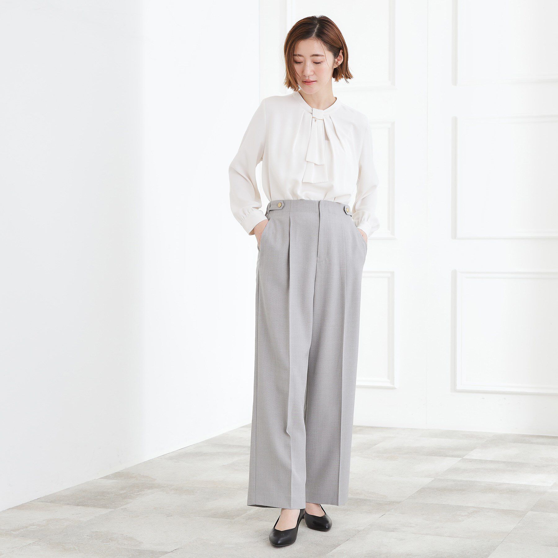 grove「【マシンウォッシュ/防シワ/S-3L】着回しできるカセット服ワイドパンツ」|その他|