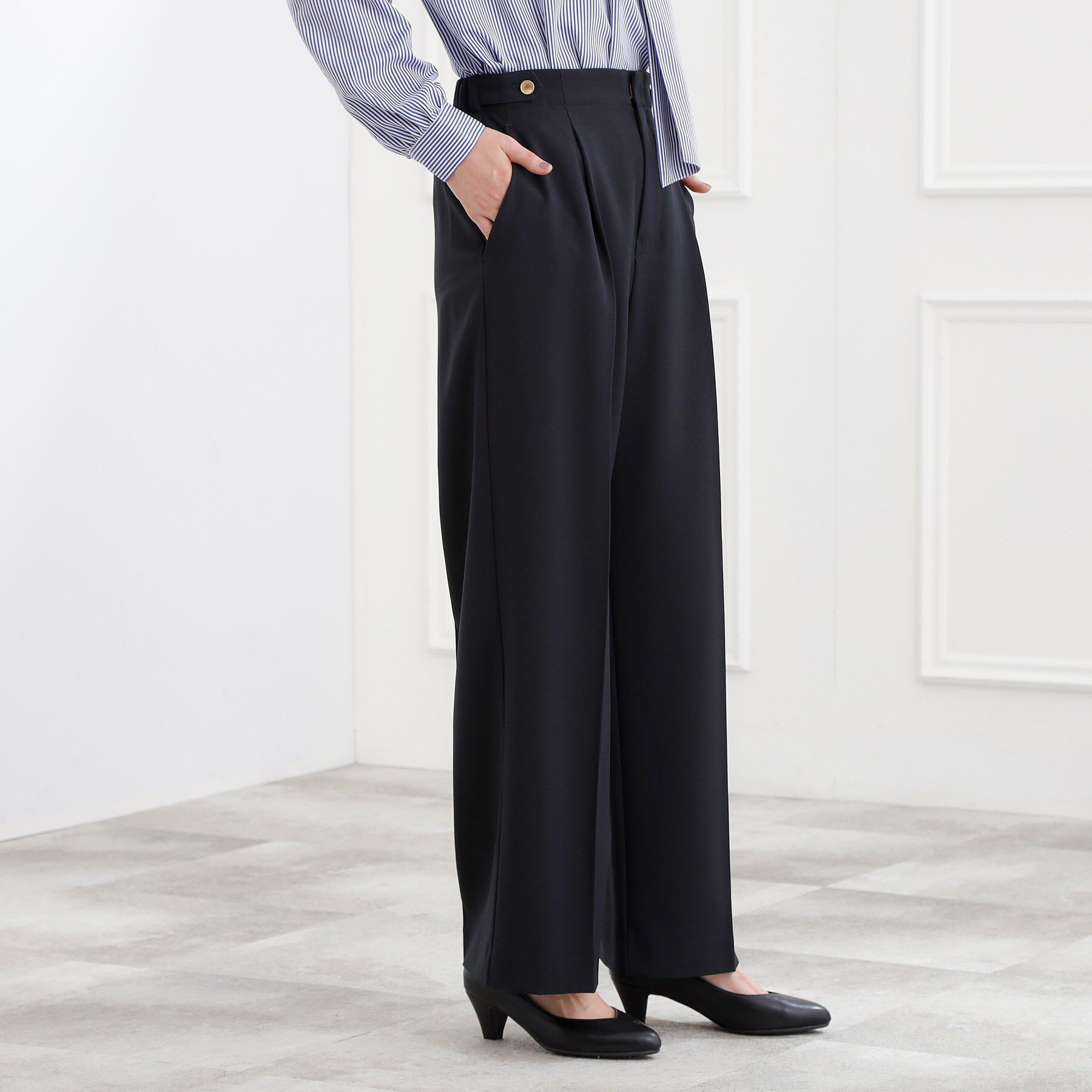 grove「【マシンウォッシュ/防シワ/S-3L】着回しできるカセット服ワイドパンツ」|その他|