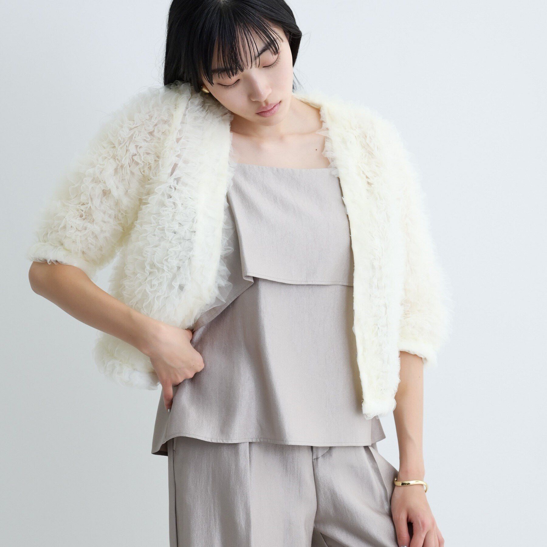 GALLEST「ボリュームチュールカーディガン」|カーディガン|