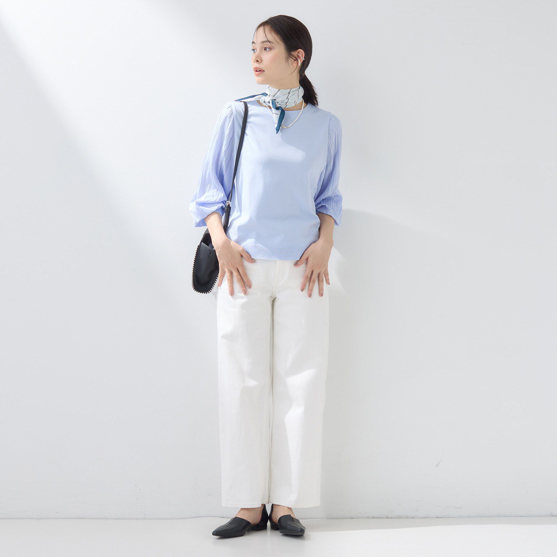 INDIVI「【洗える／華やか】袖プリーツニット」|ニット・セーター|