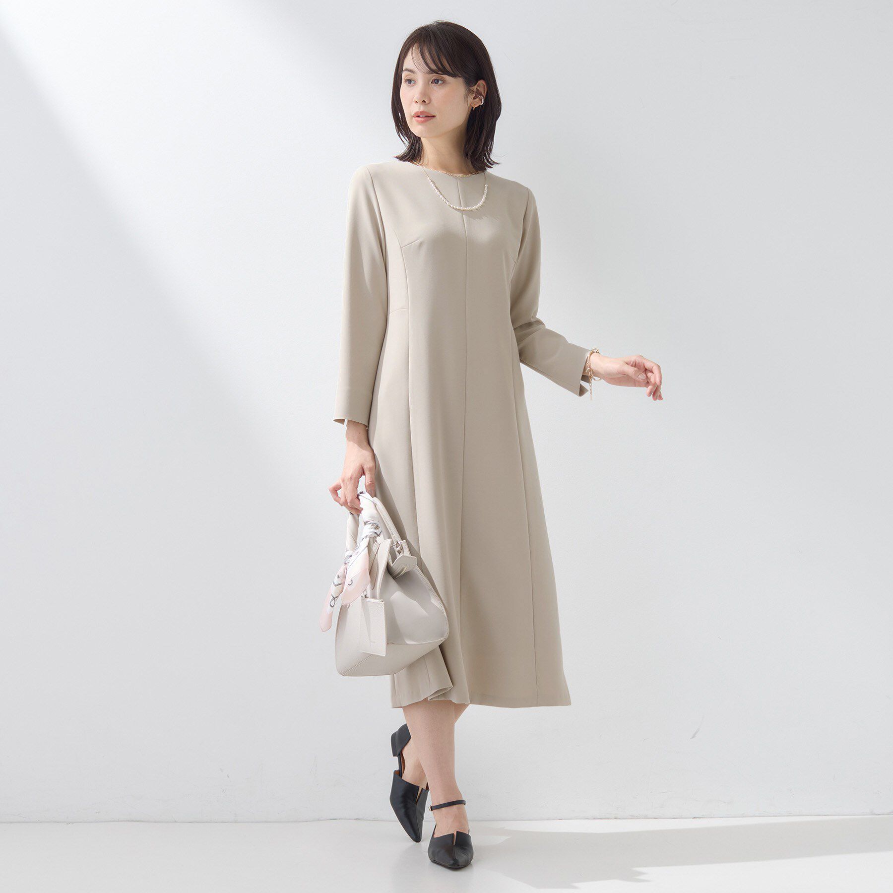 INDIVI「【上品光沢／セレモニー／SETUP可能】スタイルUPワンピース」|ワンピース|