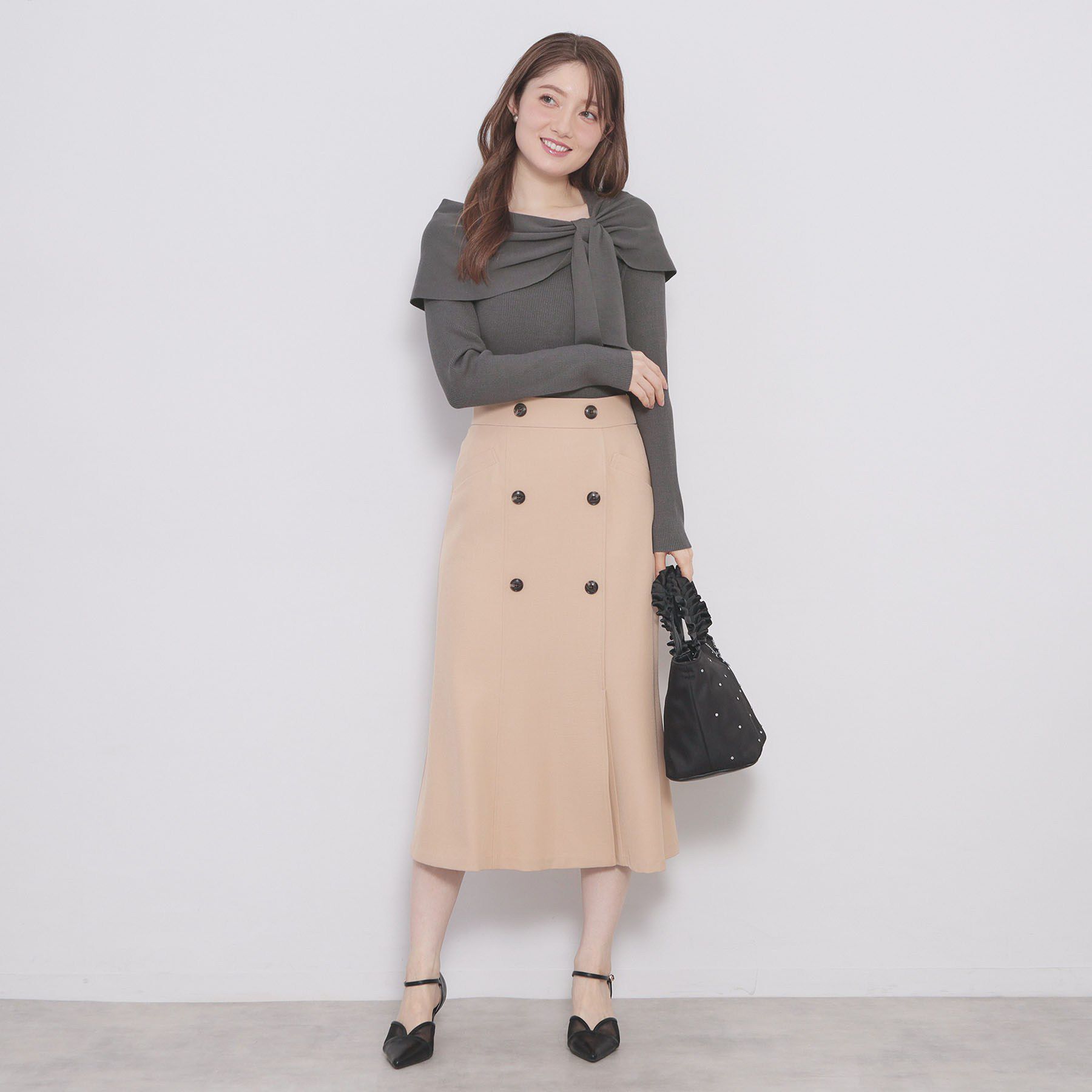 index「オフショルリボンリブニット【洗濯機OK】」|ニット・セーター|