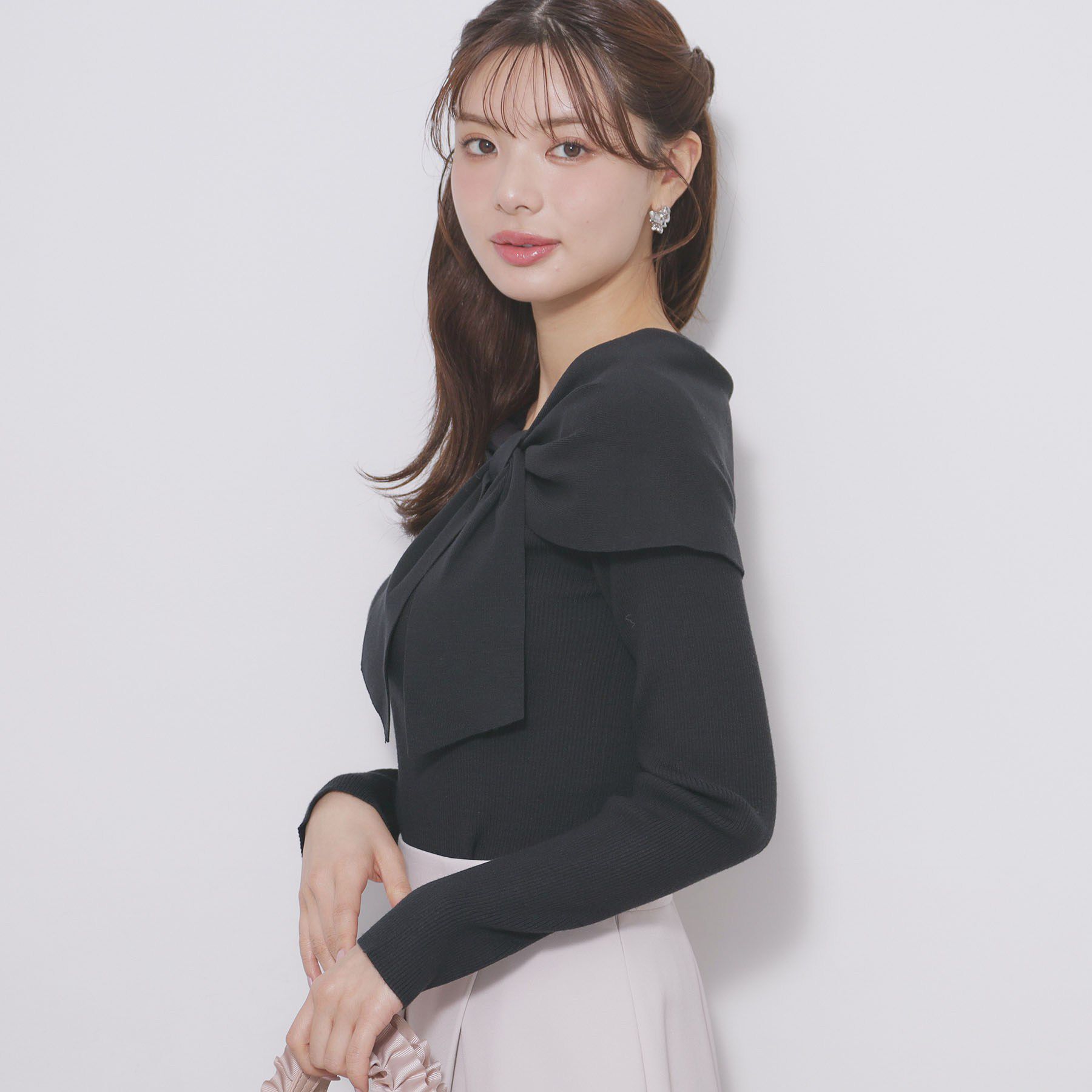 index「オフショルリボンリブニット【洗濯機OK】」|ニット・セーター|