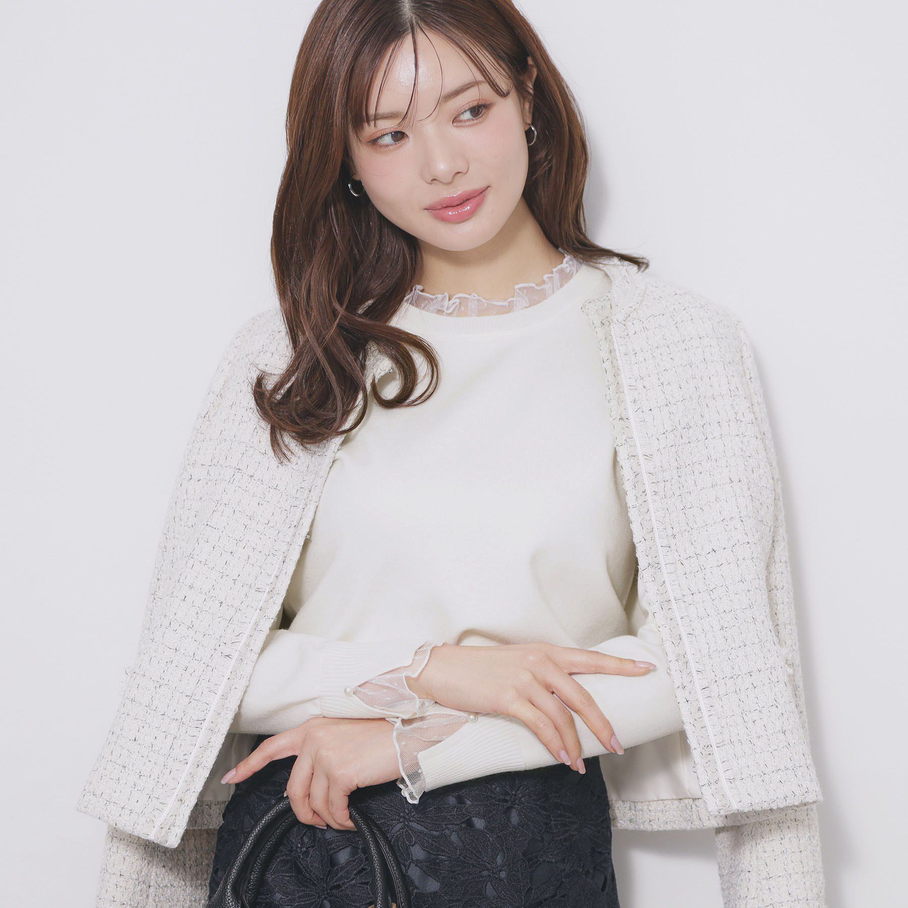 index「ドットチュールフリルデザインニット【洗濯機OK】」|ニット・セーター|