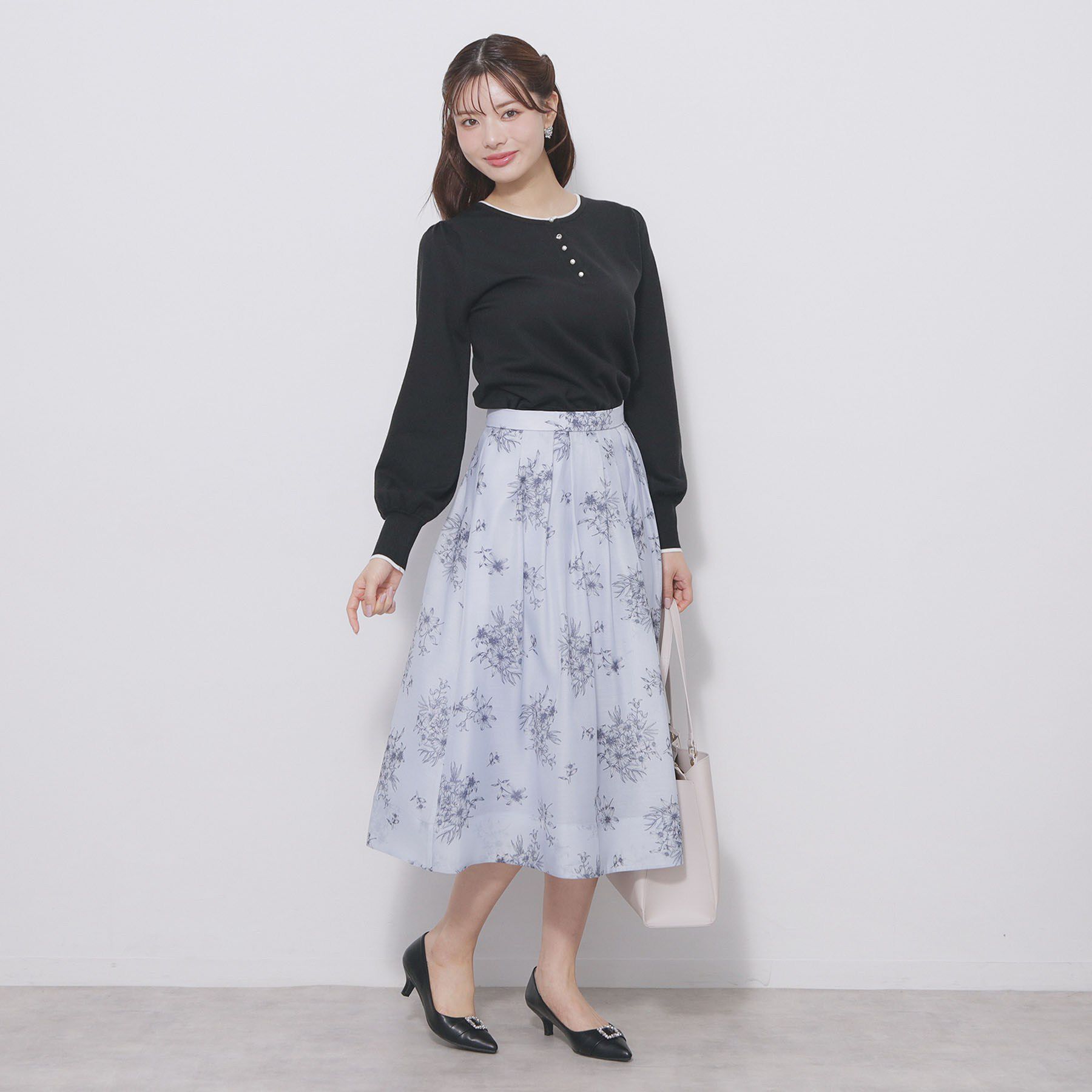 index「オーガンジーフラワーフレアスカート【洗濯機OK/イージーアイロン】」|スカート|