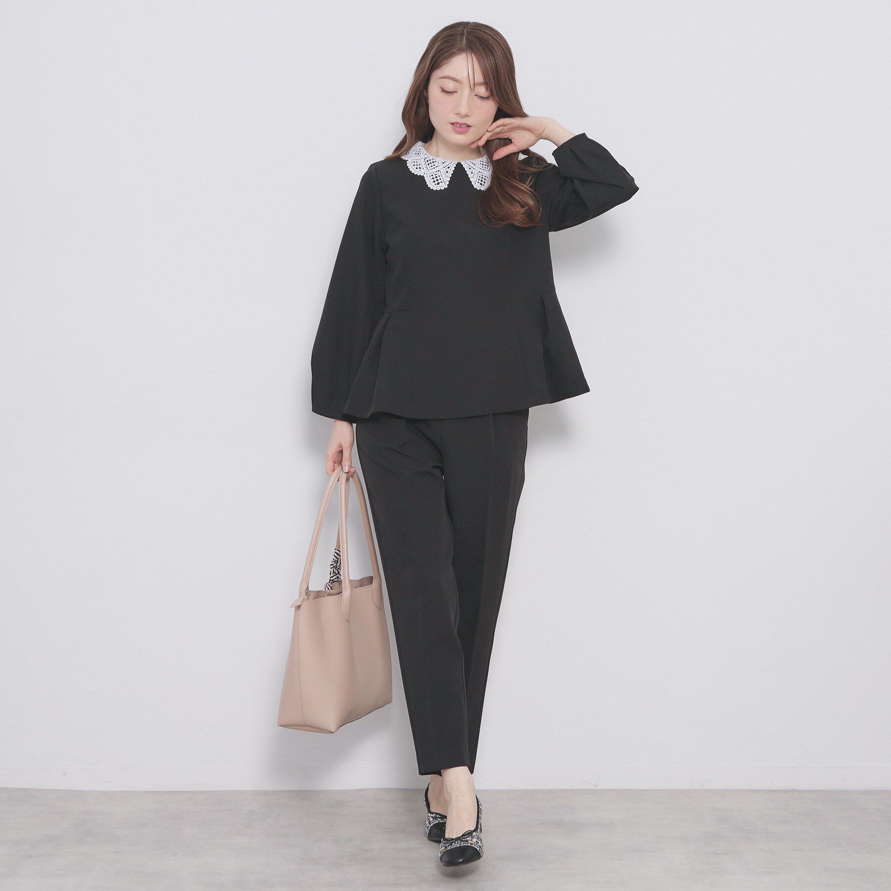 index「レース衿ペプラムブラウス【洗濯機OK/ストレッチ】」|シャツ・ブラウス|