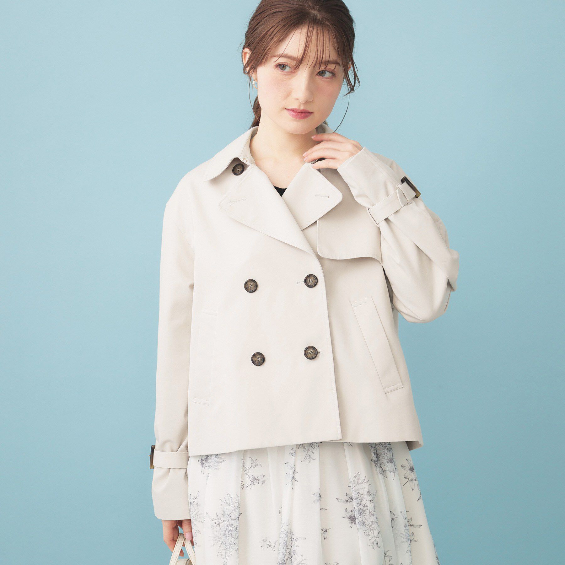 index「キャンディスリーブショートトレンチコート【洗濯機OK/撥水/防花粉】《5col》」|トレンチコート|グレージュ(050)