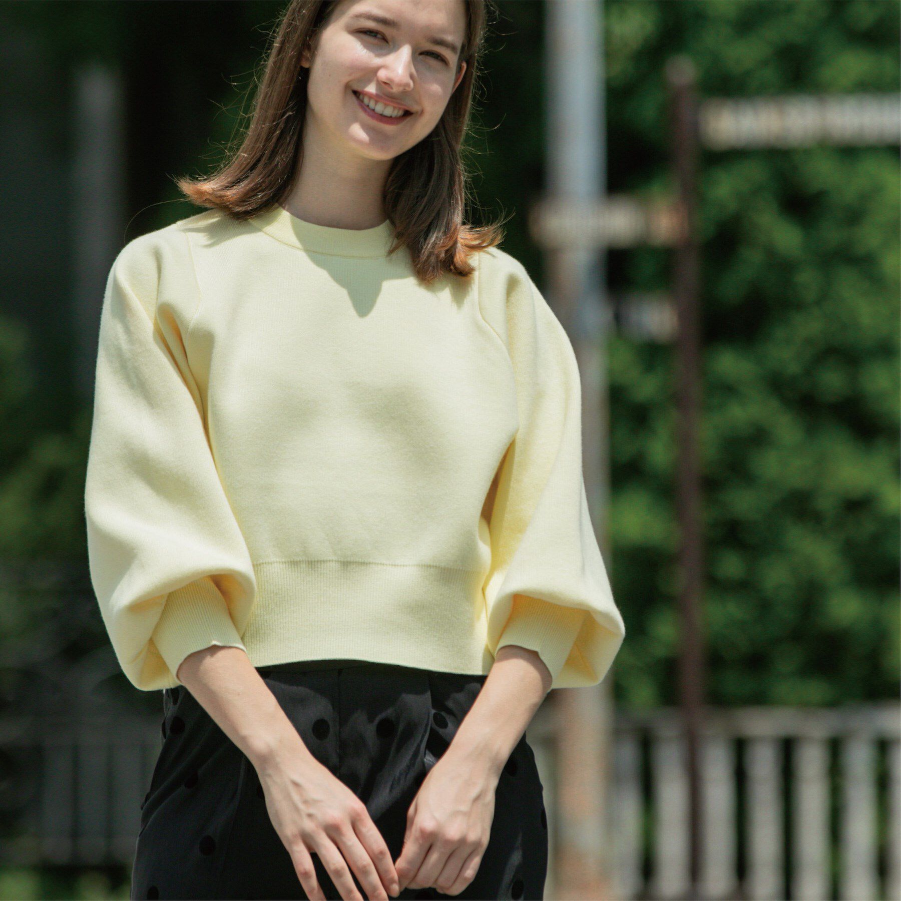 OPAQUE.CLIP「スウェットライクニット」|ニット・セーター|イエロー(031)