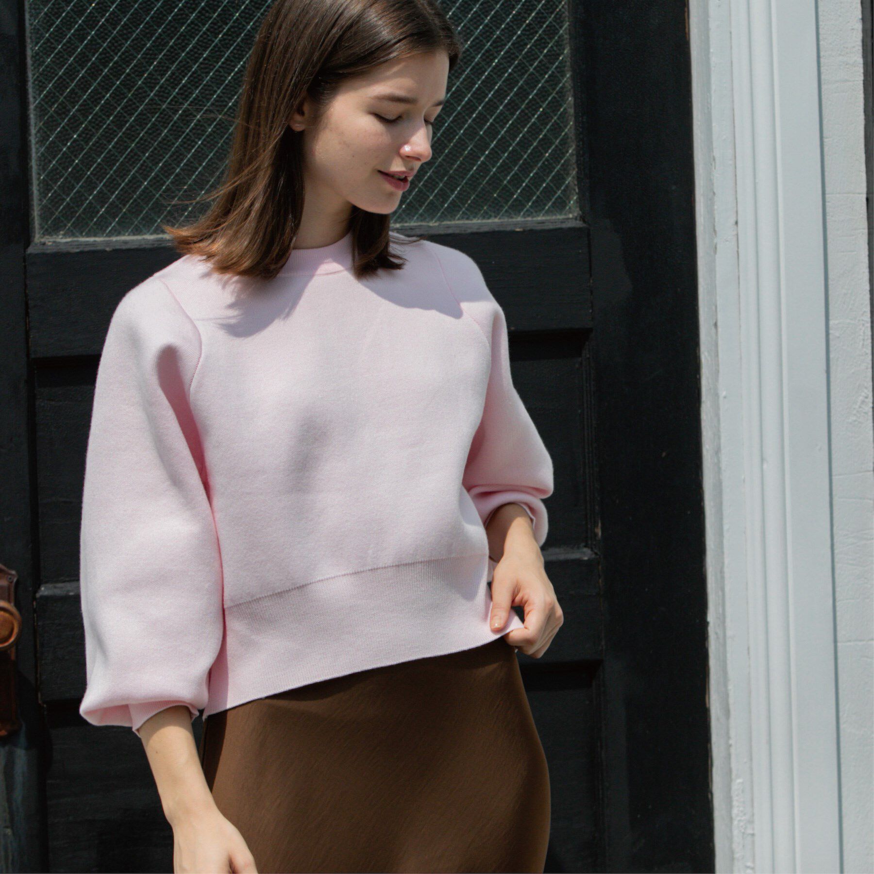 OPAQUE.CLIP「スウェットライクニット」|ニット・セーター|ライトピンク(070